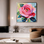 Floral 1352 Canvas Art 16" x 16" / 40 x 40 cm / Black