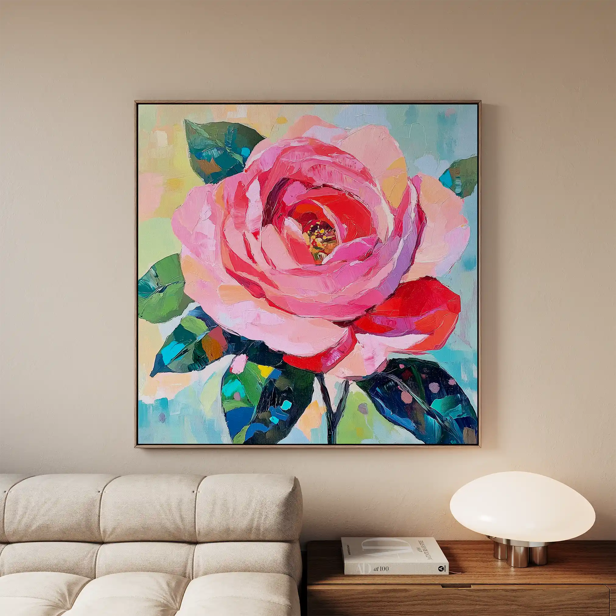 Floral 1352 Canvas Art 60 x 60 cm / Black
