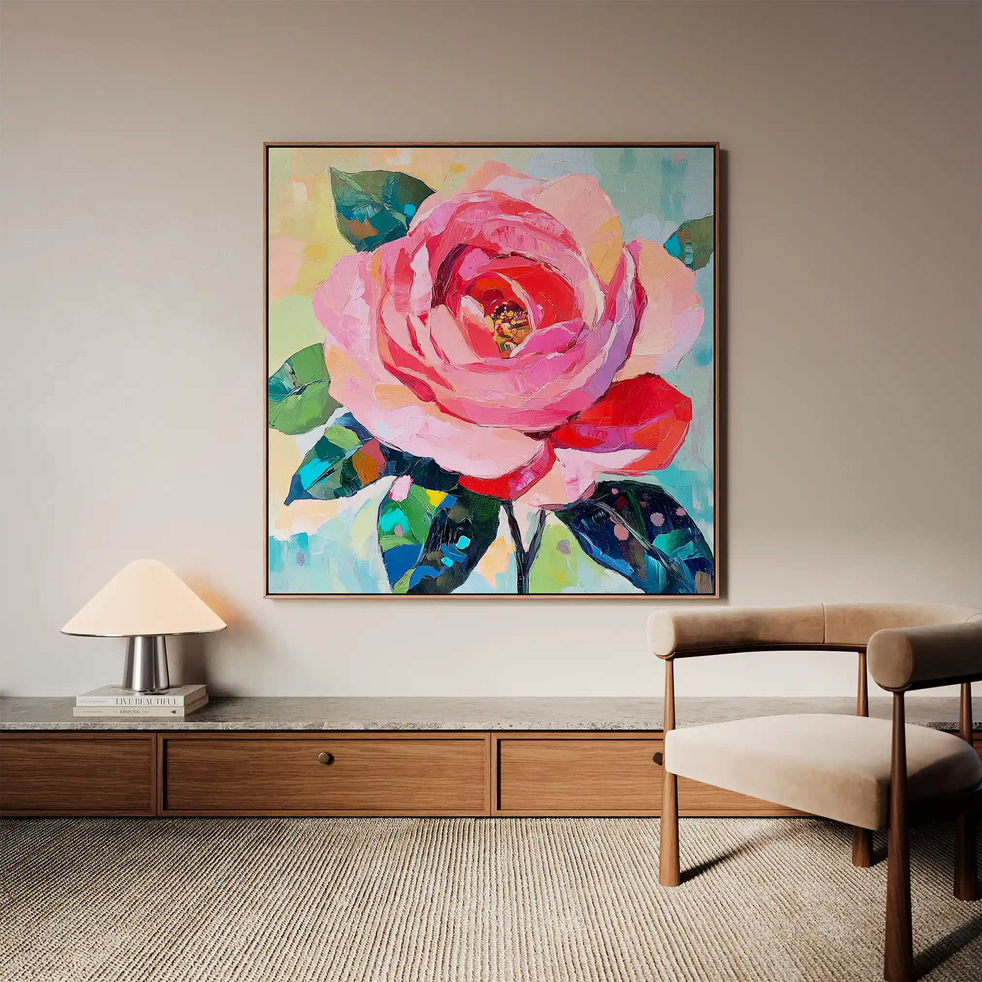 Floral 1352 Canvas Art 60 x 60 cm / Black