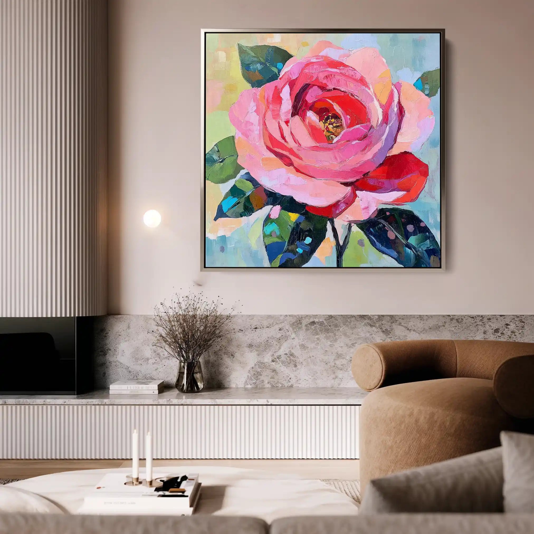 Floral 1352 Canvas Art 60 x 60 cm / Black