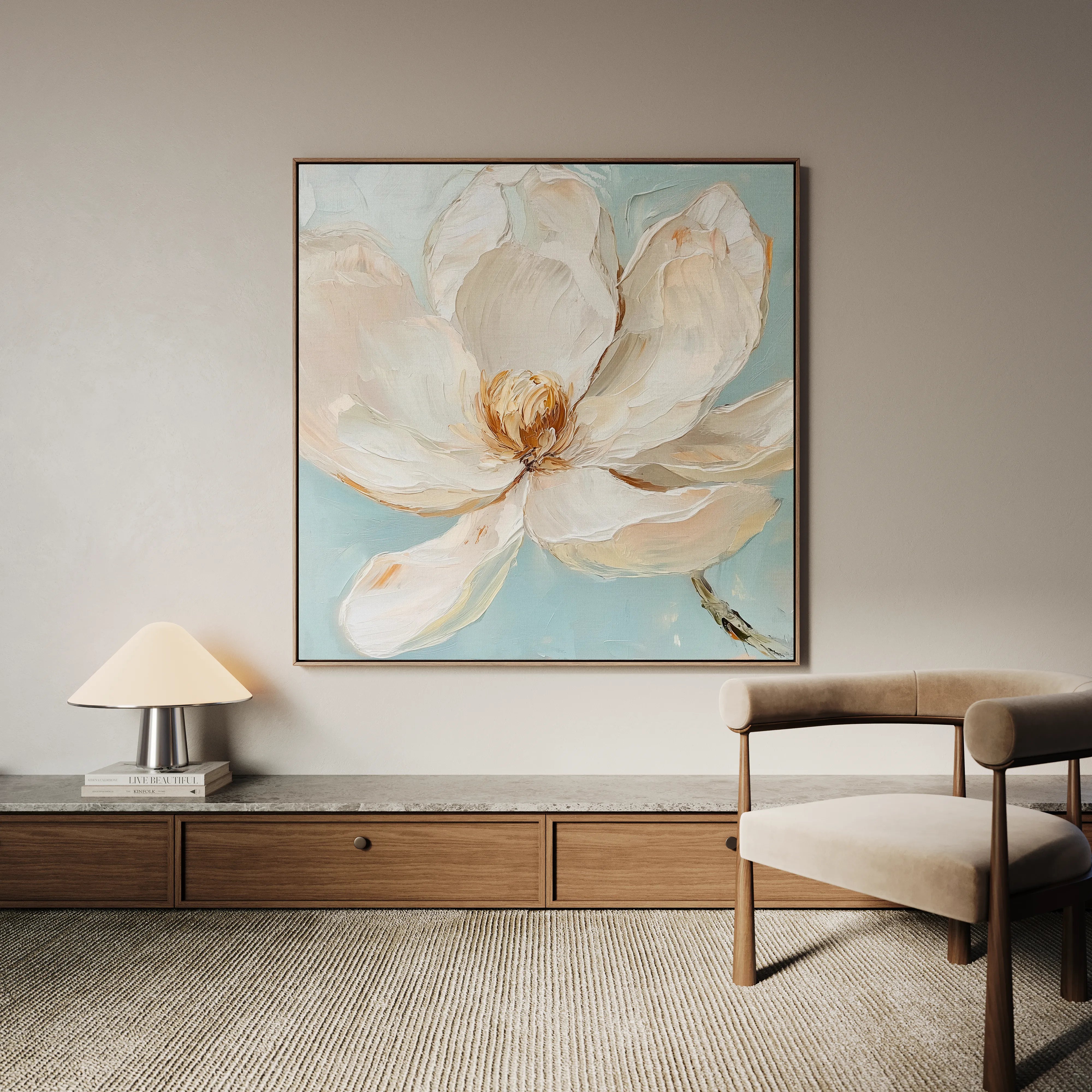 Floral 1353 Canvas Art 16" x 16" / 40 x 40 cm / Black