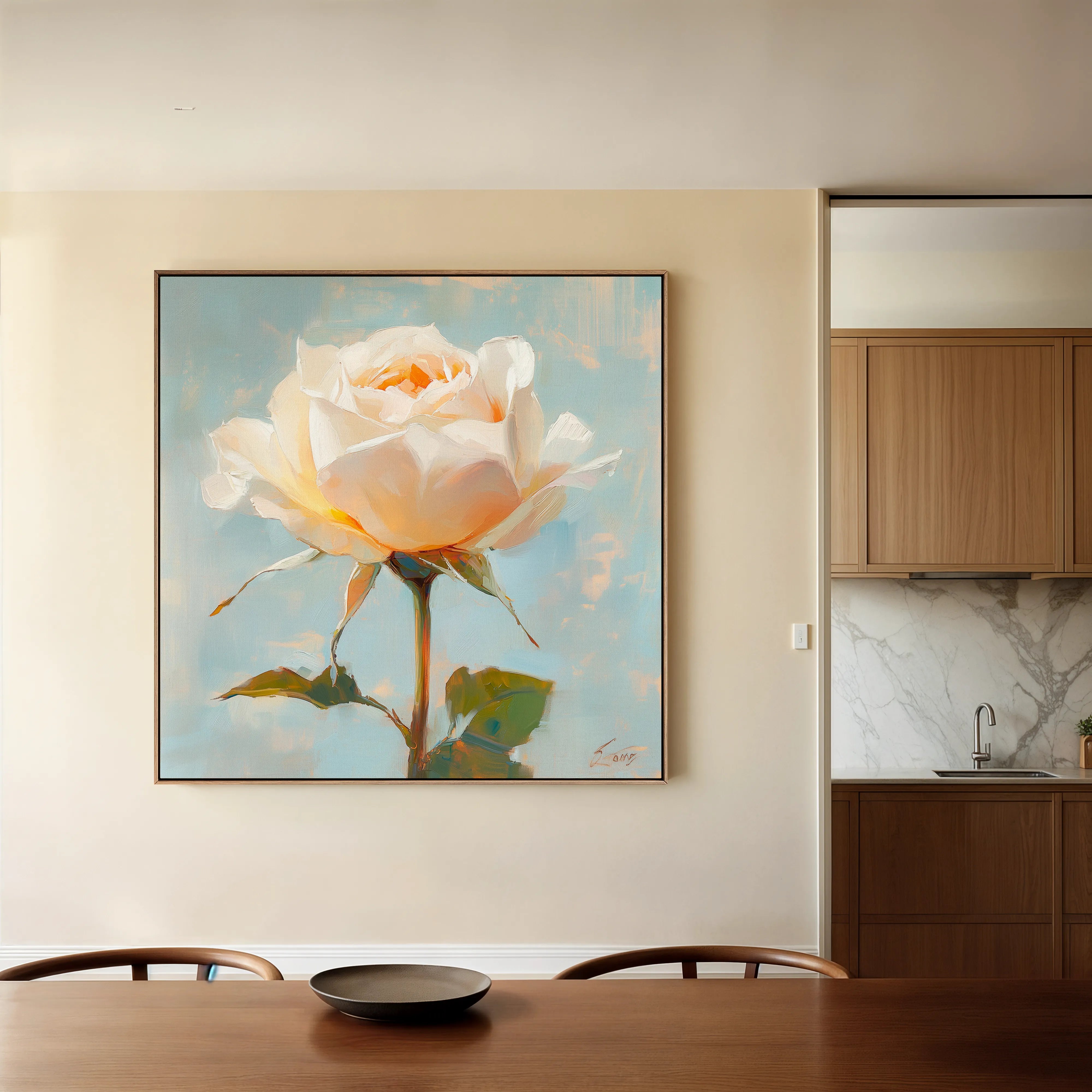 Floral 1354 Canvas Art 16" x 16" / 40 x 40 cm / Black