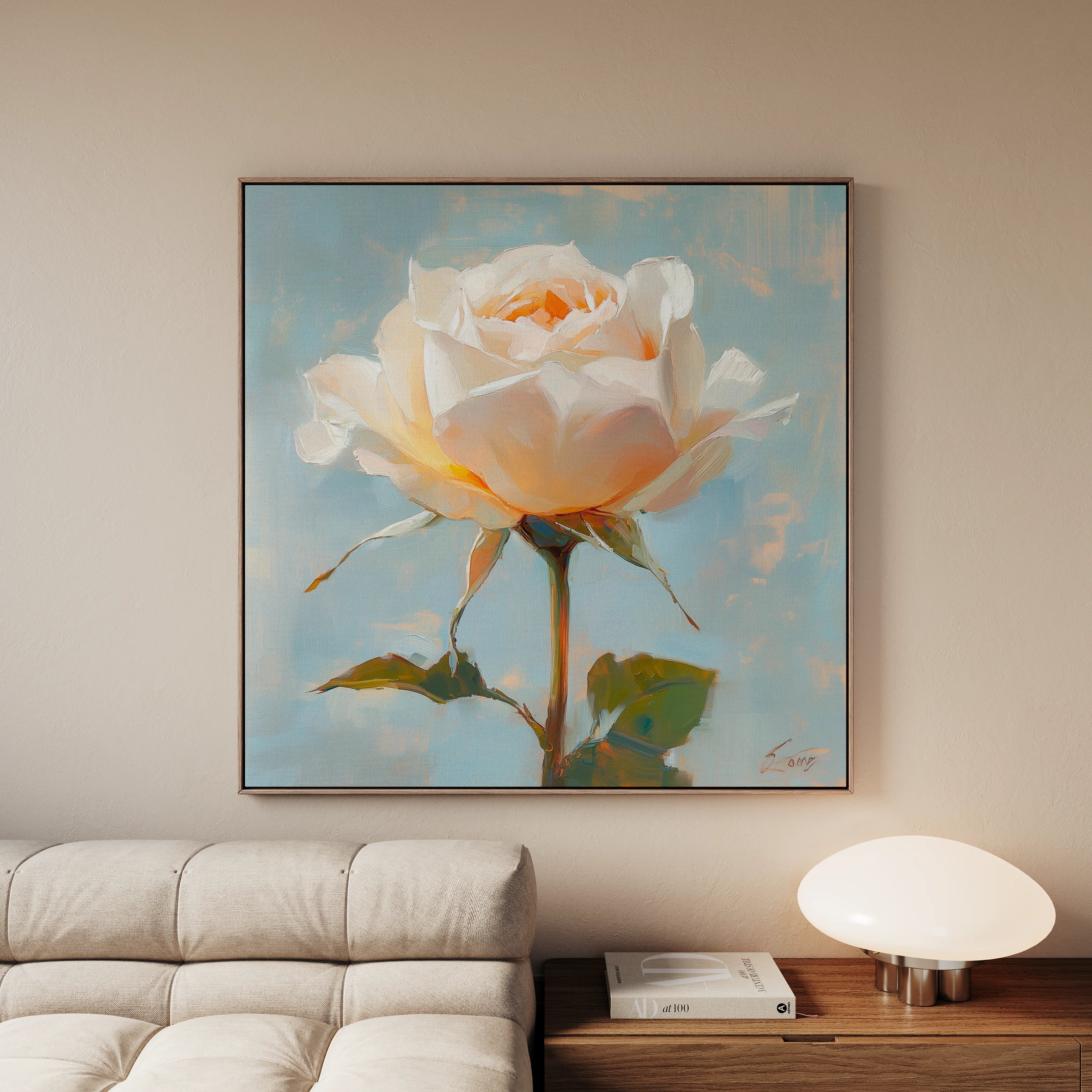 Floral 1354 Canvas Art 16" x 16" / 40 x 40 cm / Black