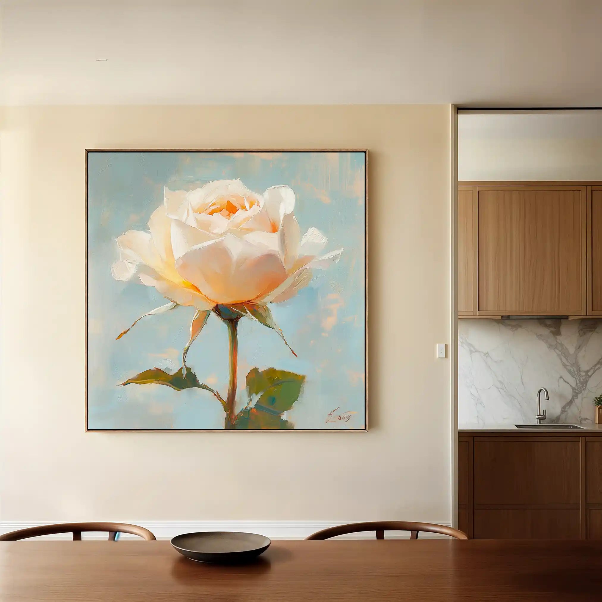 Floral 1354 Canvas Art 60 x 60 cm / Black