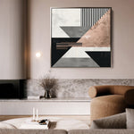 Abstract 1355 Canvas Art 16" x 16" / 40 x 40 cm / Black