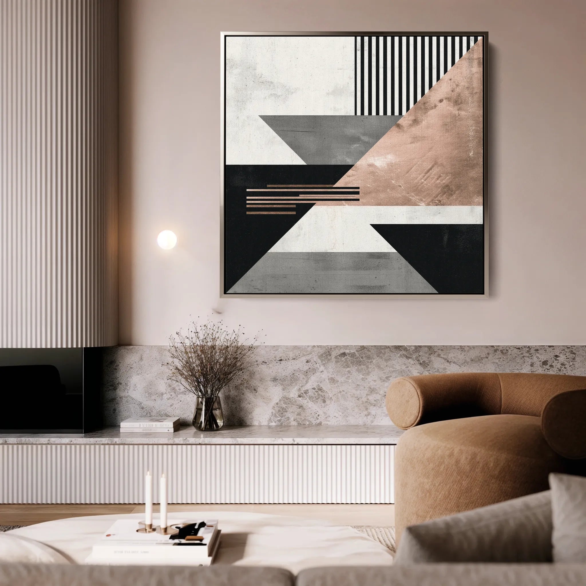 Abstract 1355 Canvas Art 16" x 16" / 40 x 40 cm / Black