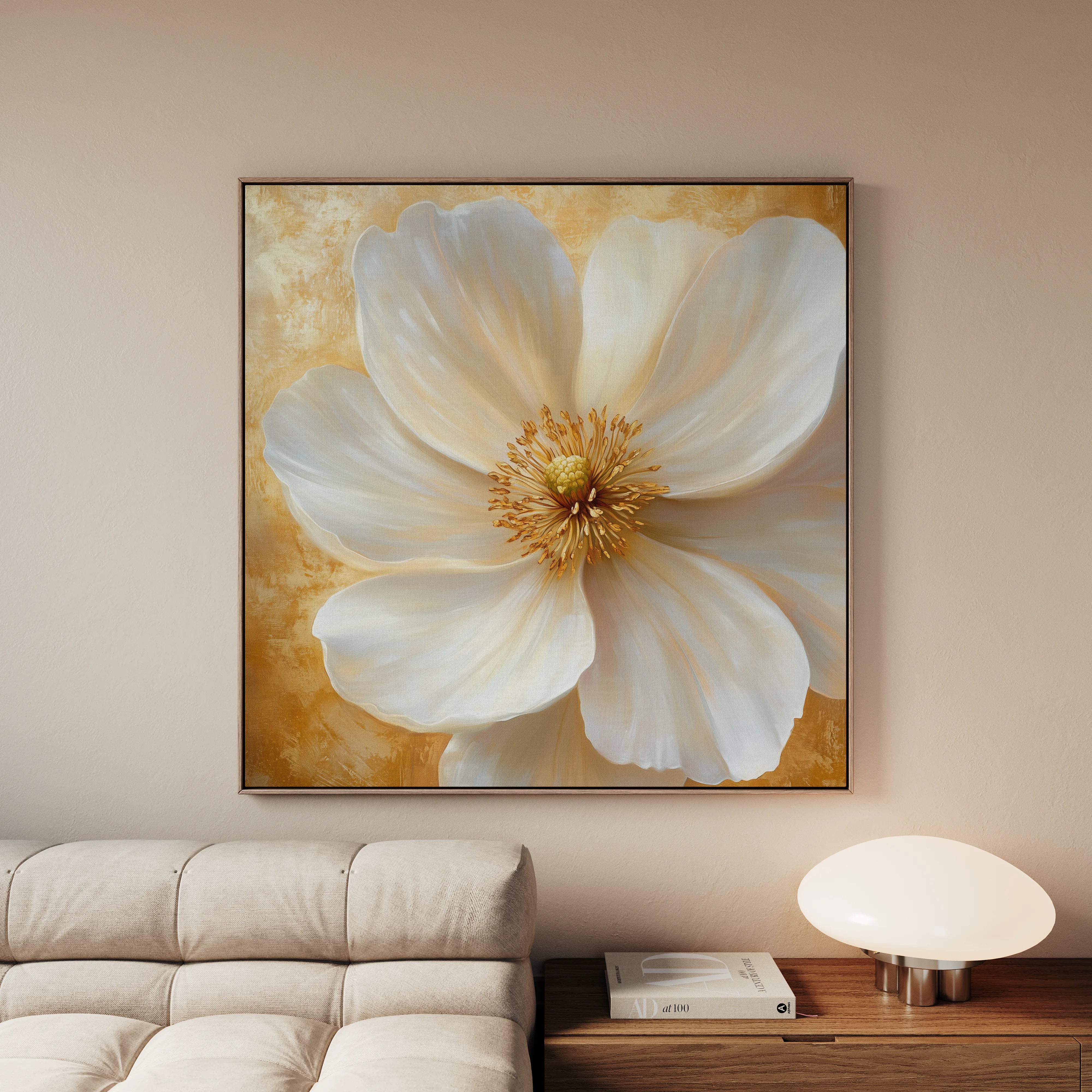 Floral 1356 Canvas Art 16" x 16" / 40 x 40 cm / Black