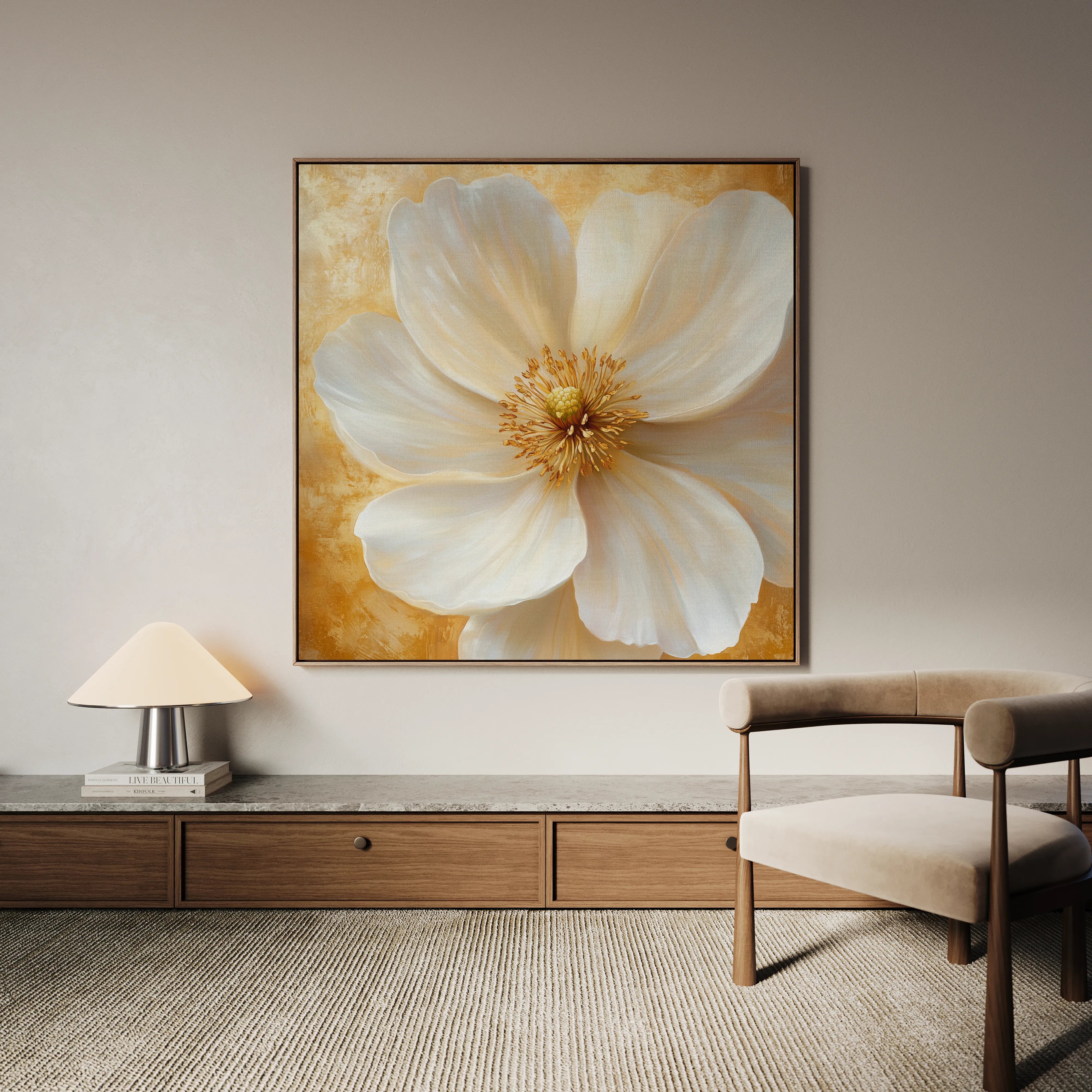 Floral 1356 Canvas Art 16" x 16" / 40 x 40 cm / Black