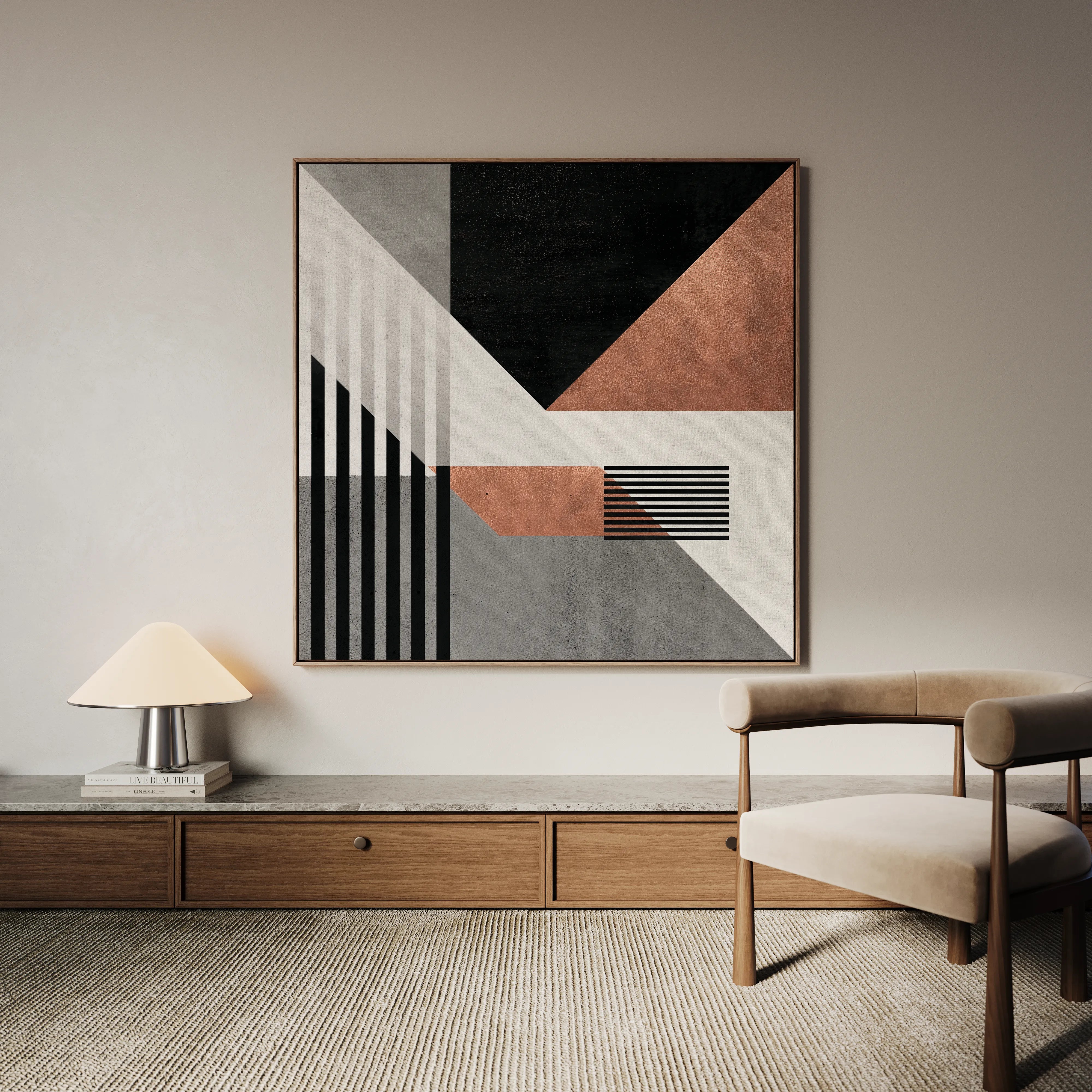 Abstract 1357 Canvas Art 16" x 16" / 40 x 40 cm / Black