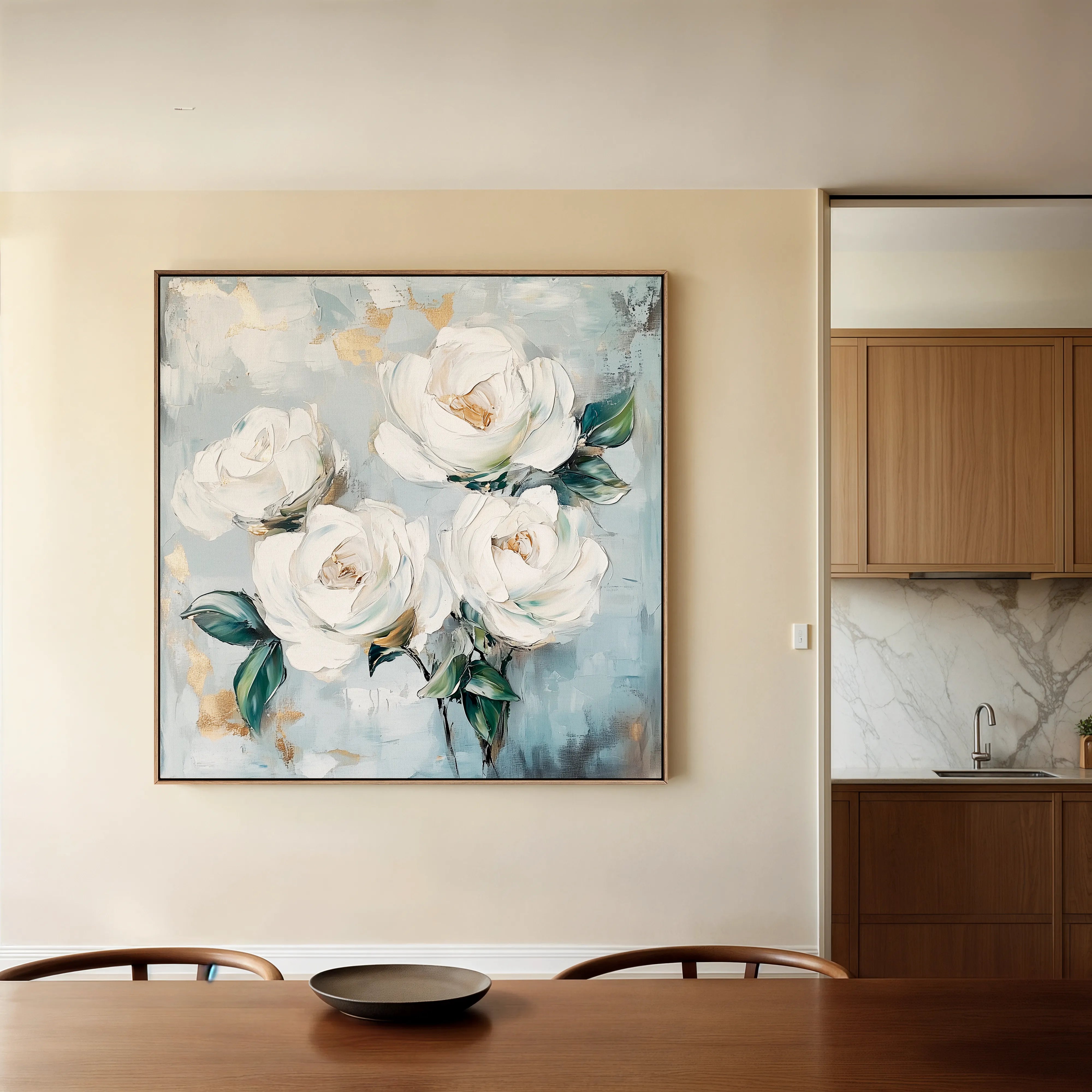 Floral 1357 Canvas Art 16" x 16" / 40 x 40 cm / Black