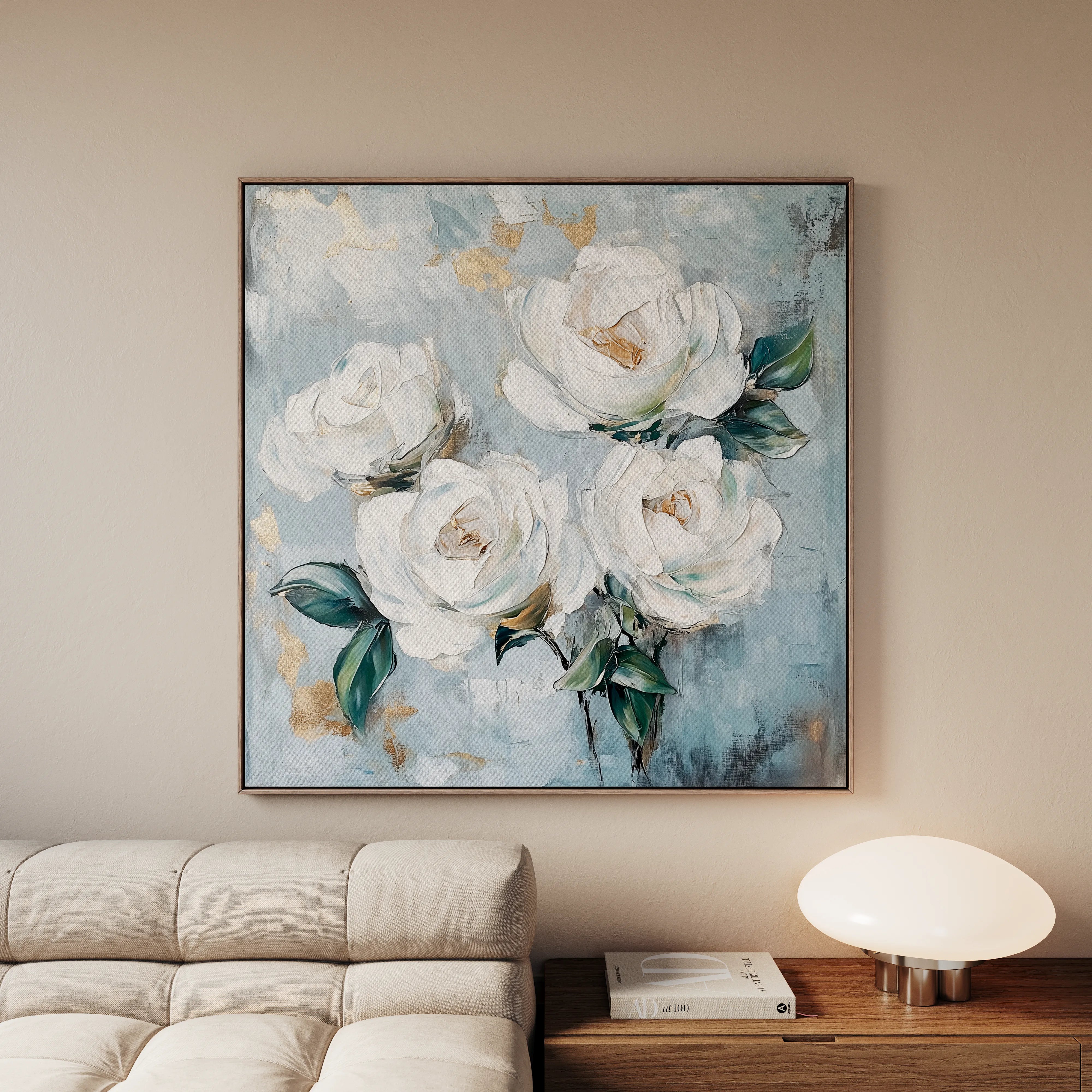 Floral 1357 Canvas Art 16" x 16" / 40 x 40 cm / Black