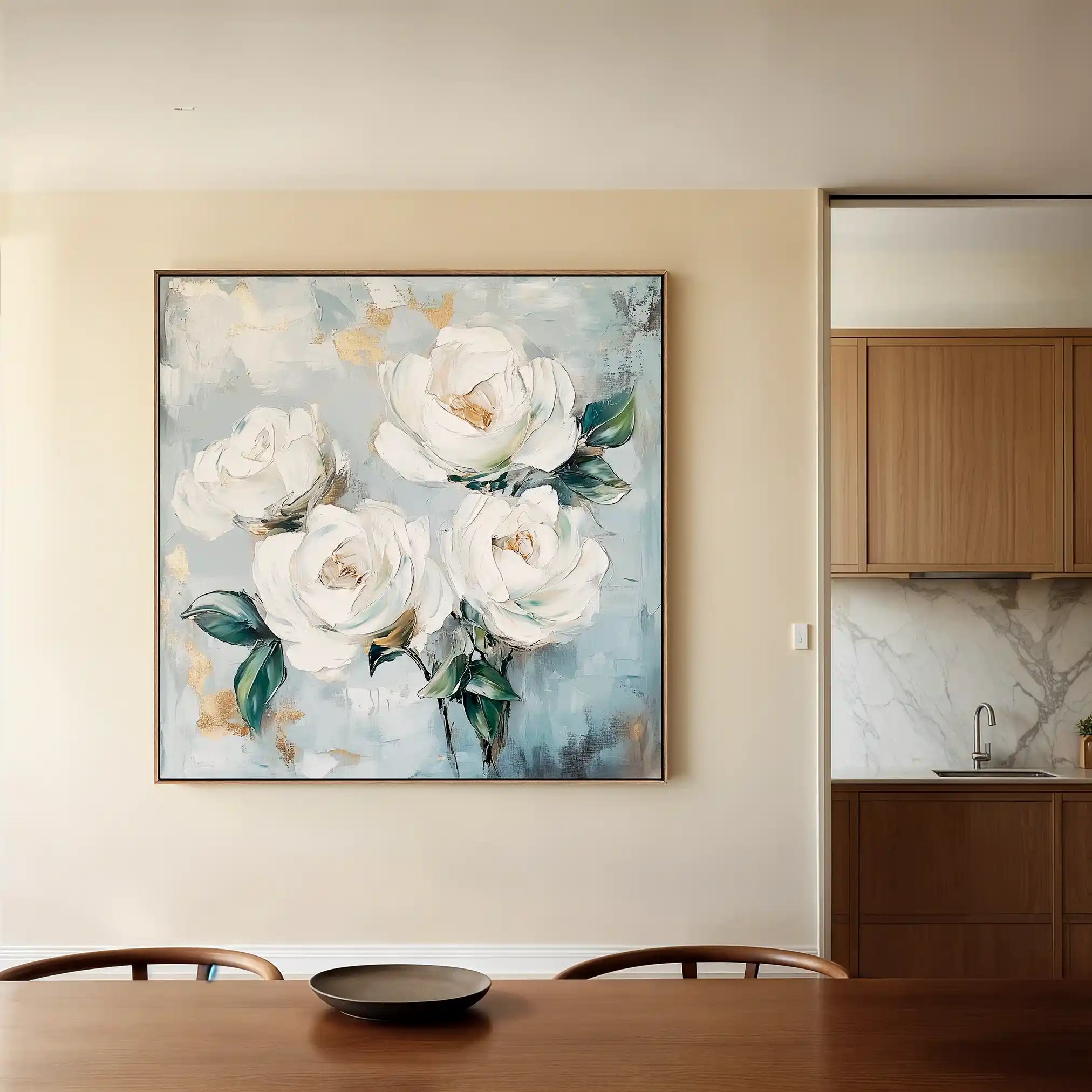 Floral 1357 Canvas Art 60 x 60 cm / Black