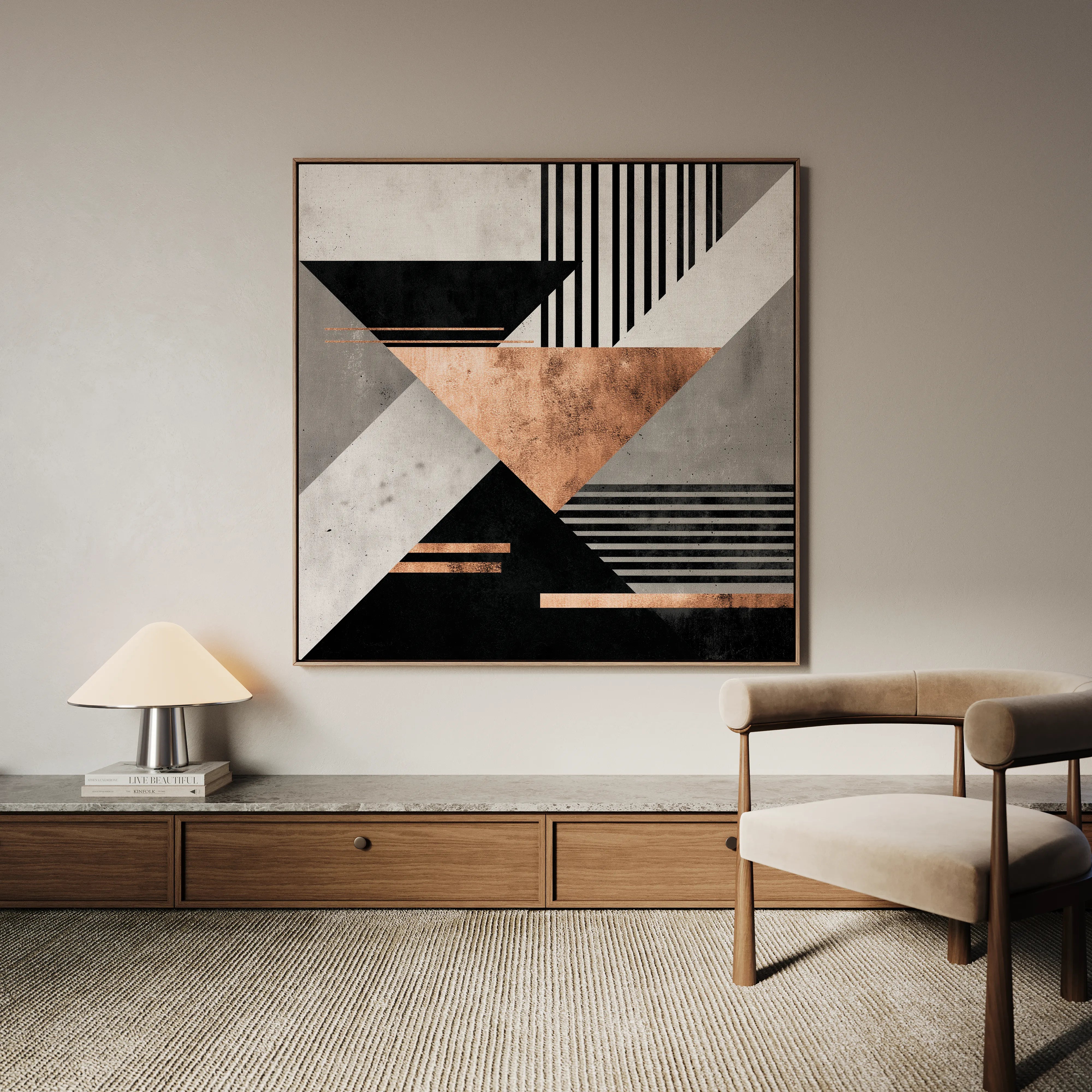Abstract 1358 Canvas Art 16" x 16" / 40 x 40 cm / Black