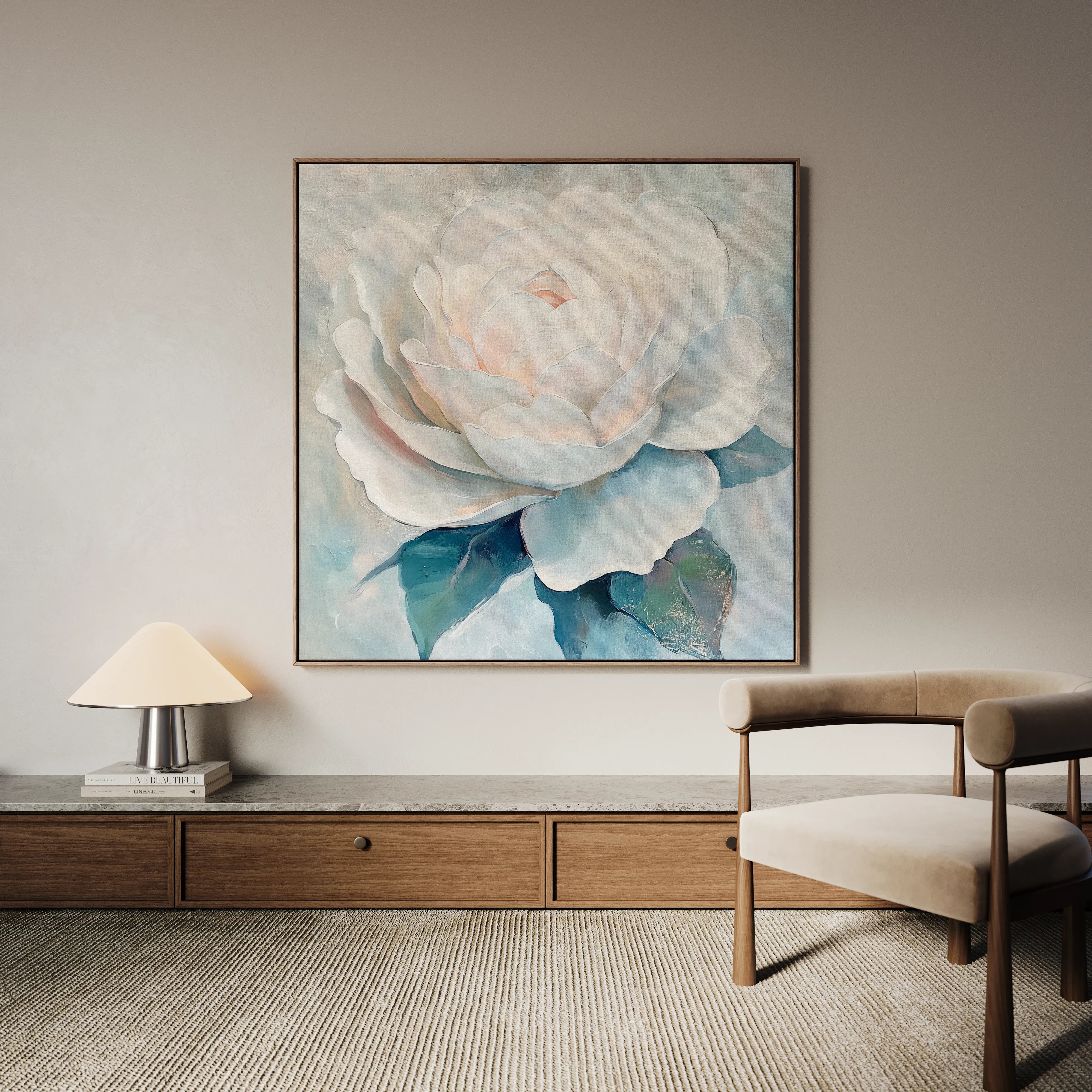 Floral 1358 Canvas Art 16" x 16" / 40 x 40 cm / Black