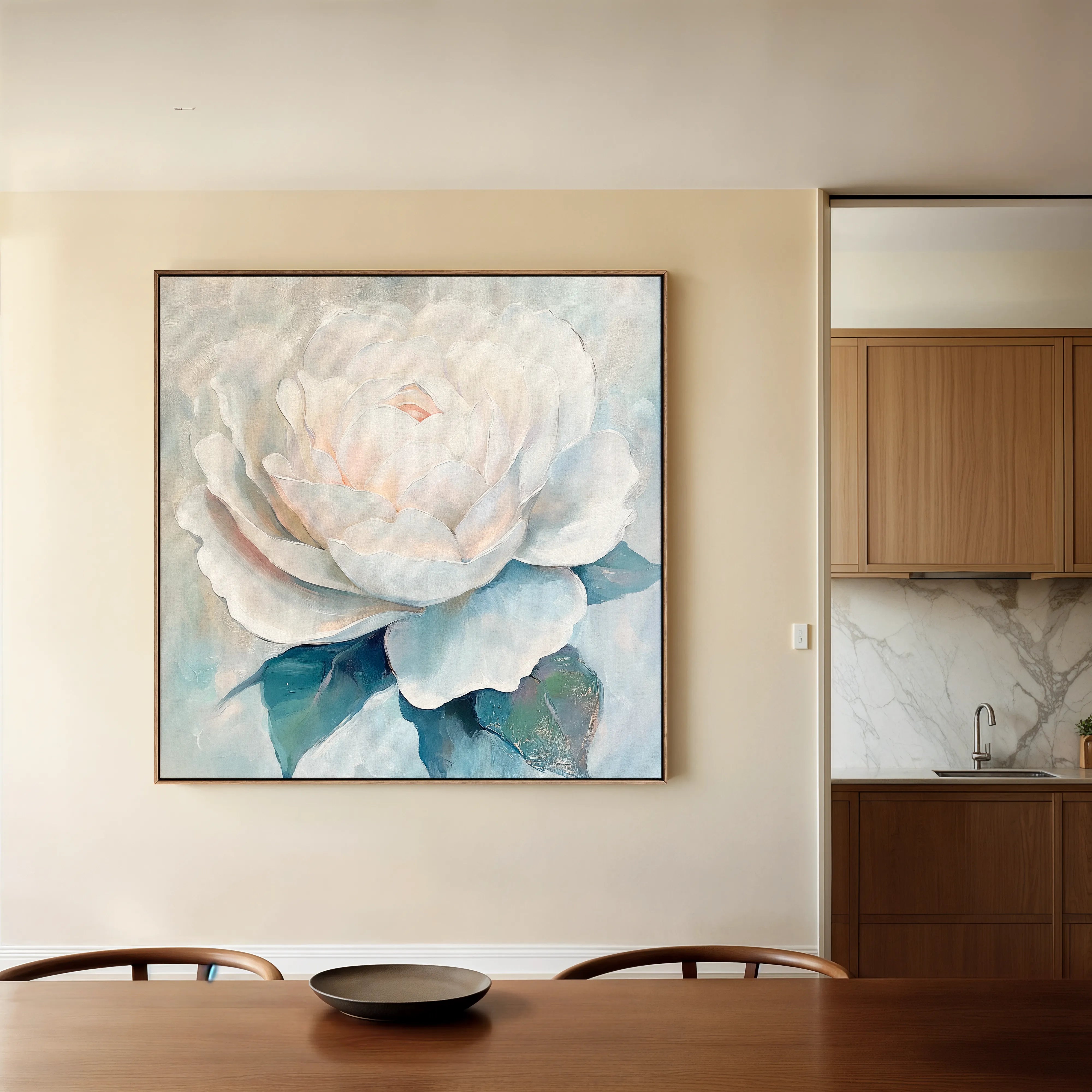 Floral 1358 Canvas Art 16" x 16" / 40 x 40 cm / Black