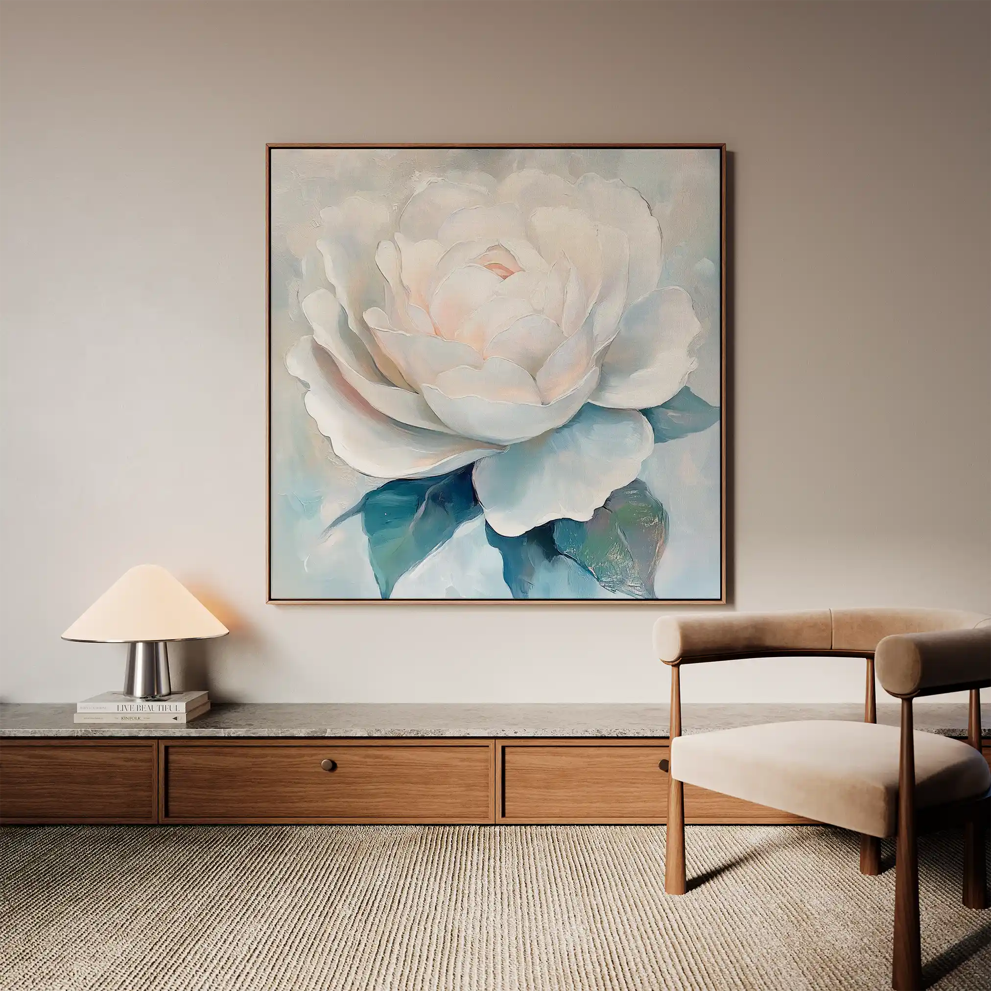 Floral 1358 Canvas Art 16" x 16" / 40 x 40 cm / Black