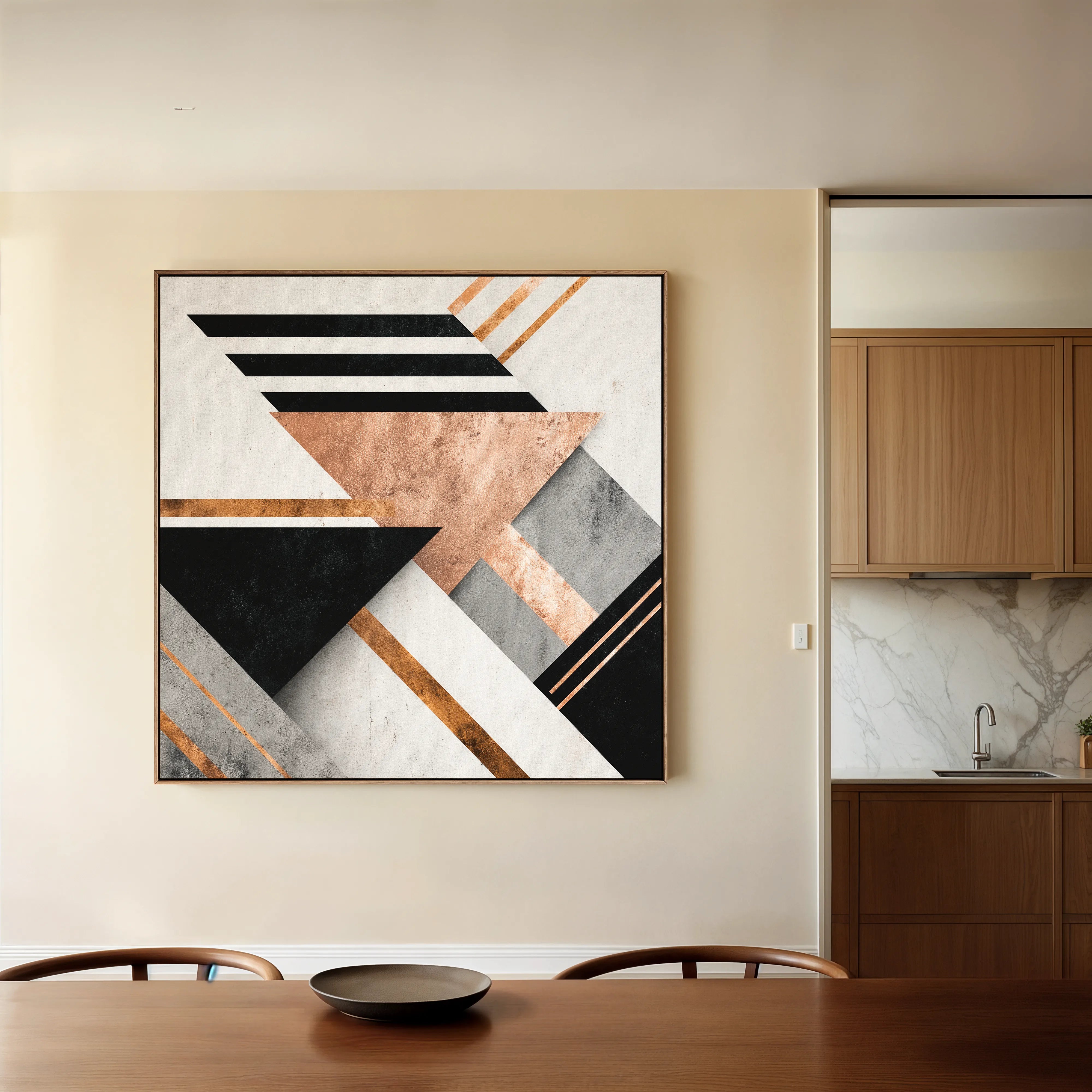 Abstract 1359 Canvas Art 16" x 16" / 40 x 40 cm / Black