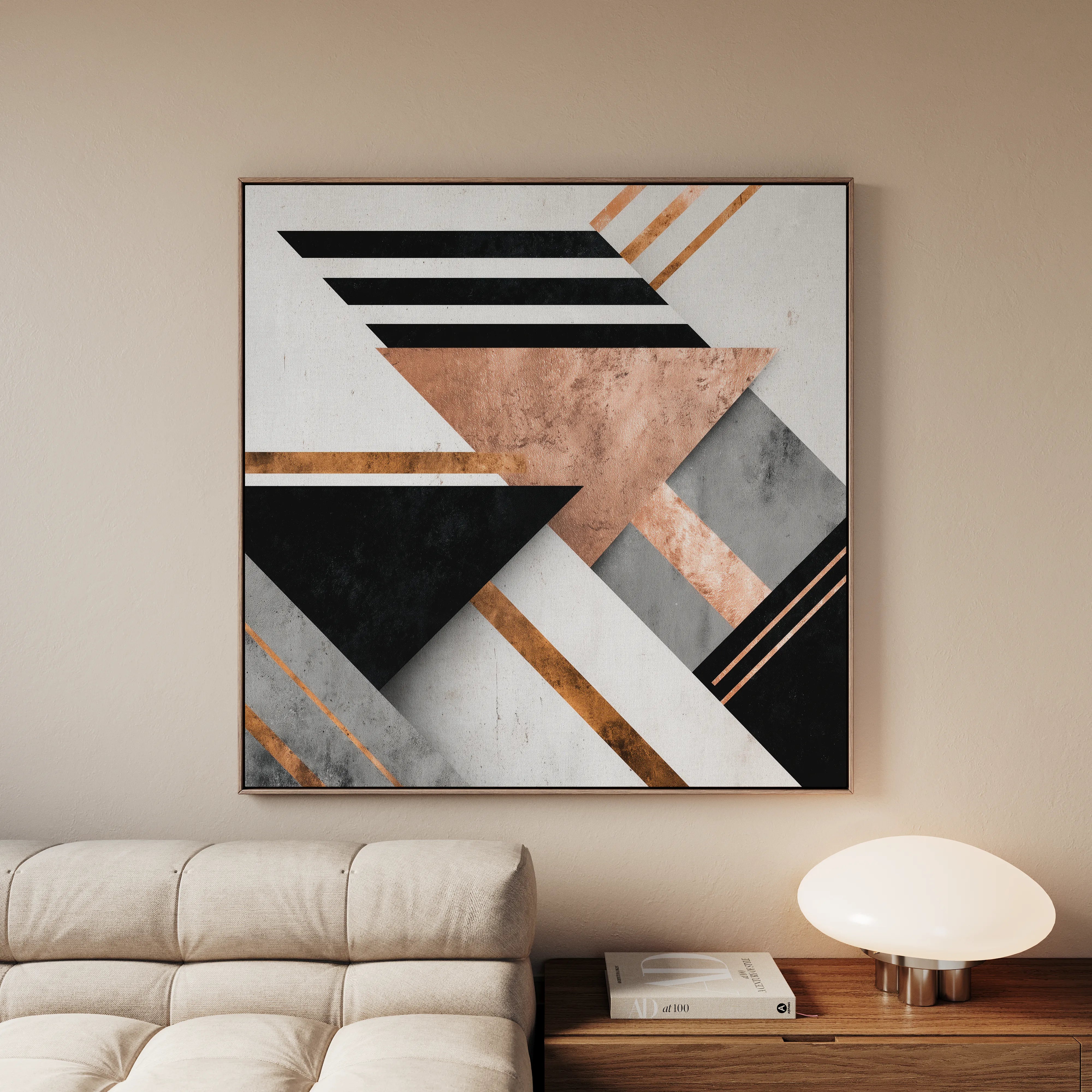 Abstract 1359 Canvas Art 16" x 16" / 40 x 40 cm / Black