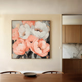 Floral 1359 Canvas Art 16" x 16" / 40 x 40 cm / Black