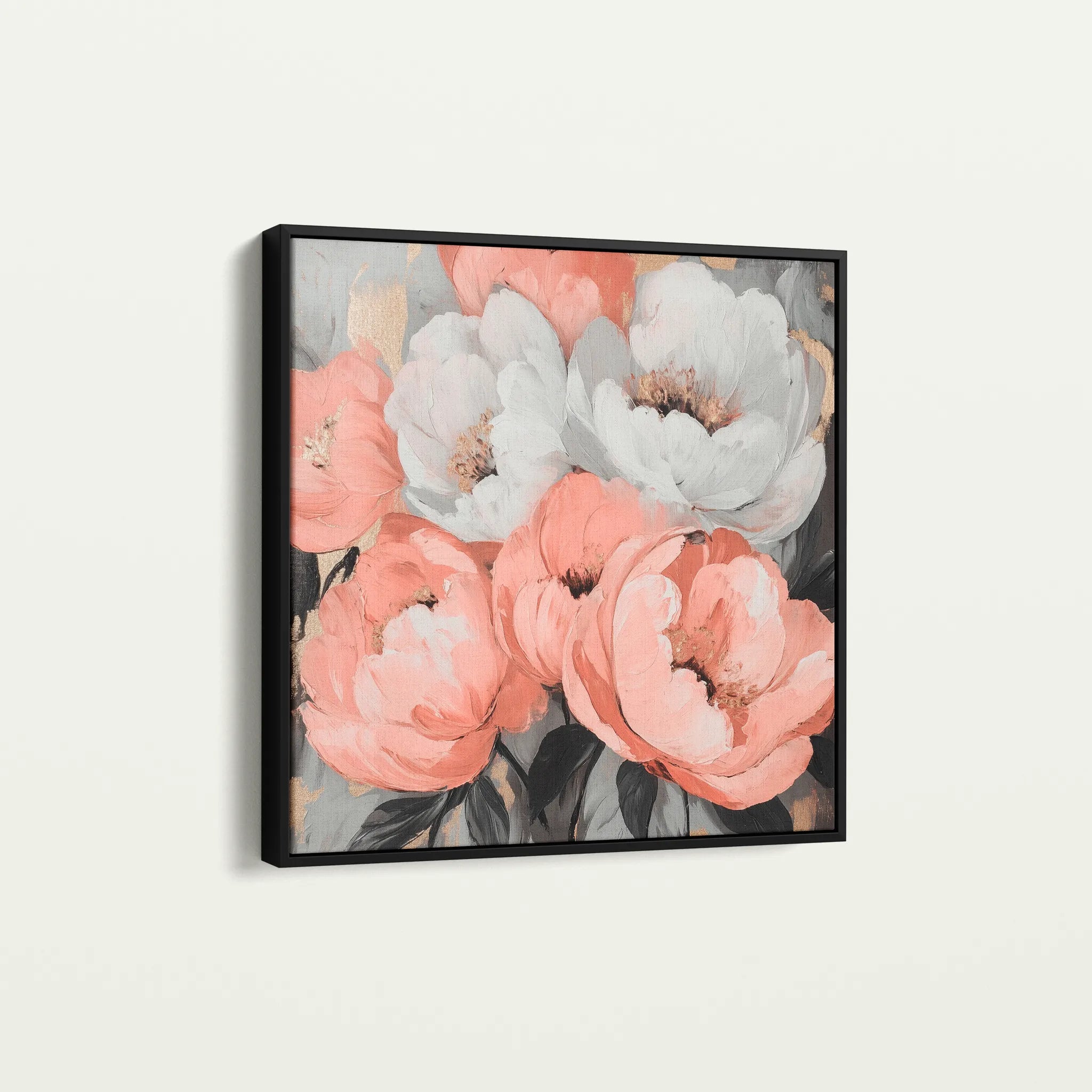 Floral 1359 Canvas Art 16" x 16" / 40 x 40 cm / Black