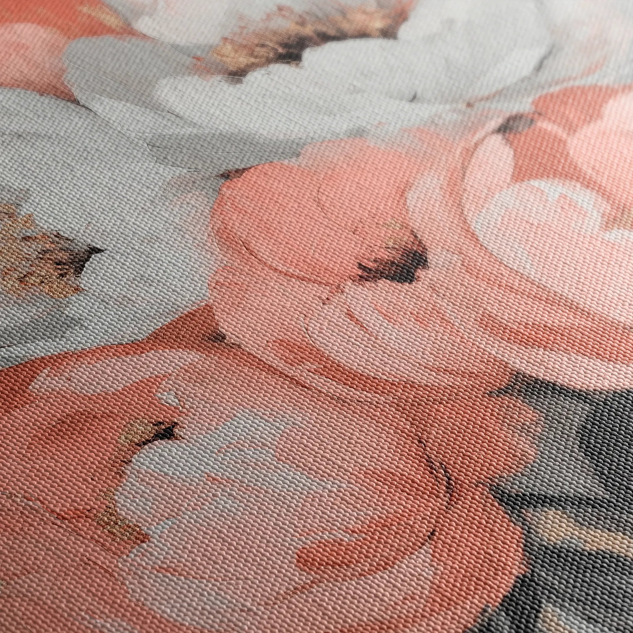 Floral 1359 Canvas Art 16" x 16" / 40 x 40 cm / Black