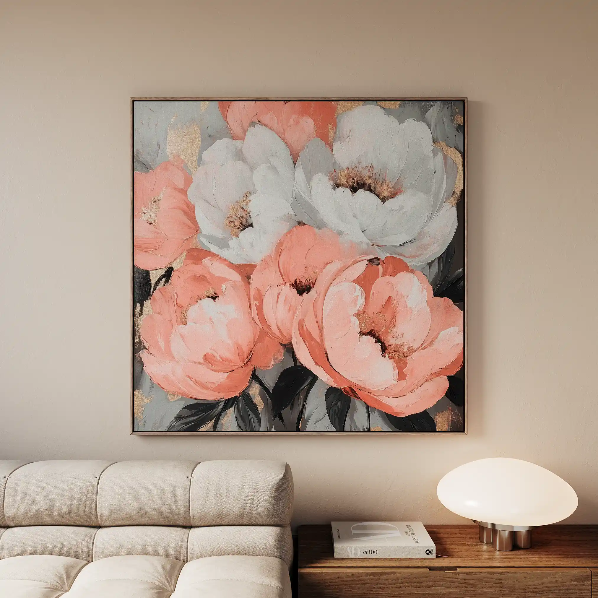 Floral 1359 Canvas Art 60 x 60 cm / Black