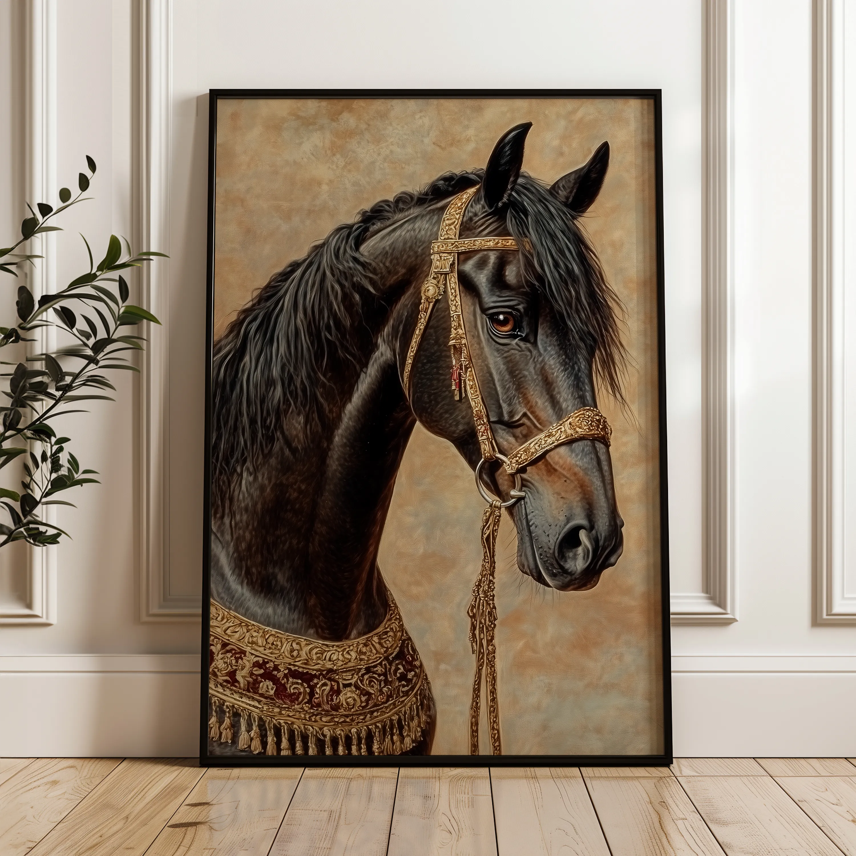 Horses 136 Canvas Art 18" x 24" / 45 x 60 cm / Black