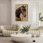 Horses 136 Canvas Art 18" x 24" / 45 x 60 cm / Black