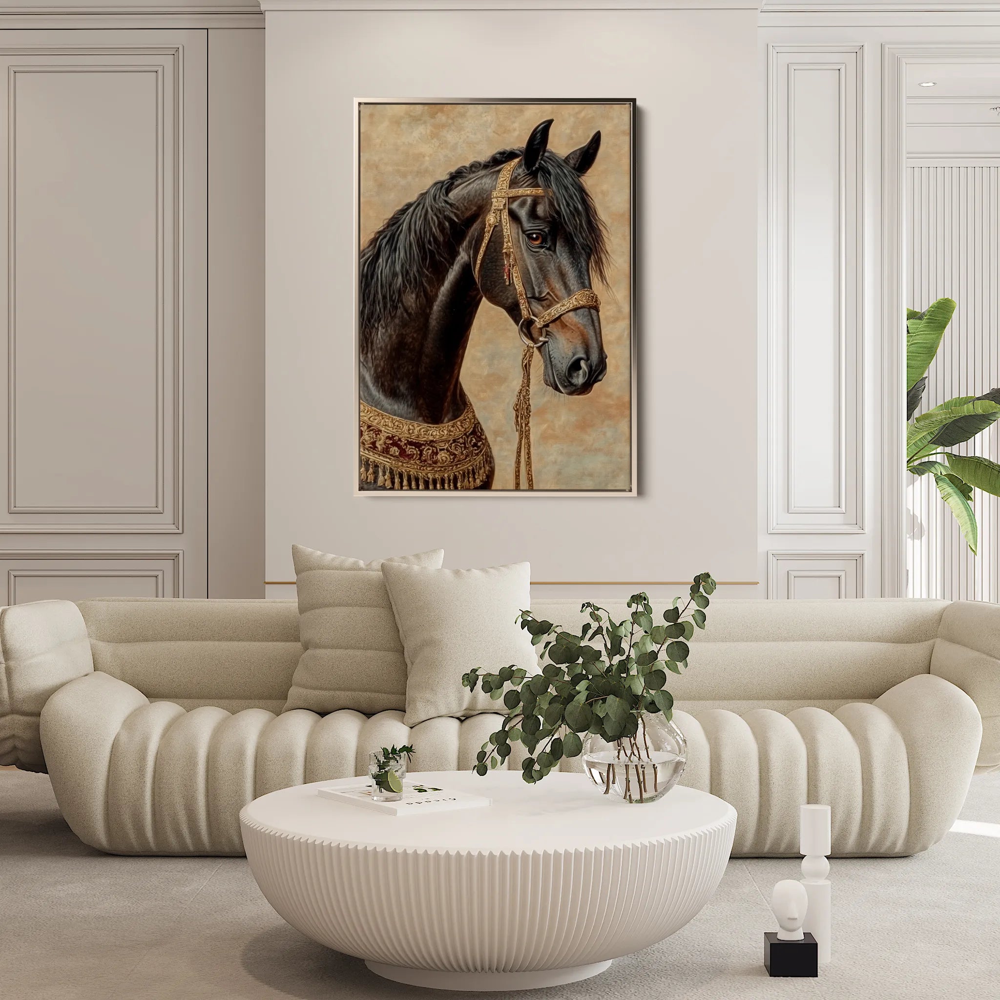 Horses 136 Canvas Art 18" x 24" / 45 x 60 cm / Black