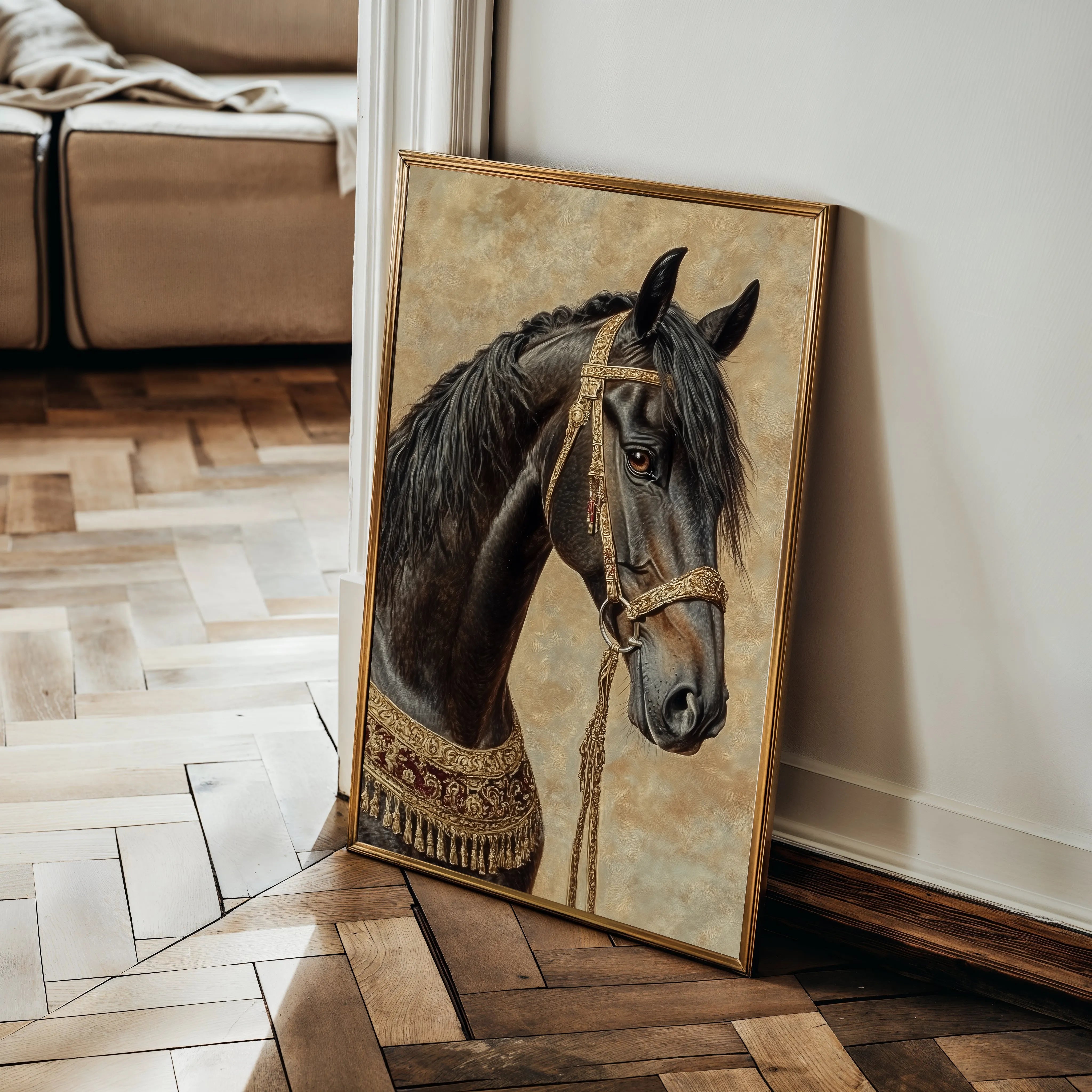 Horses 136 Canvas Art 18" x 24" / 45 x 60 cm / Black