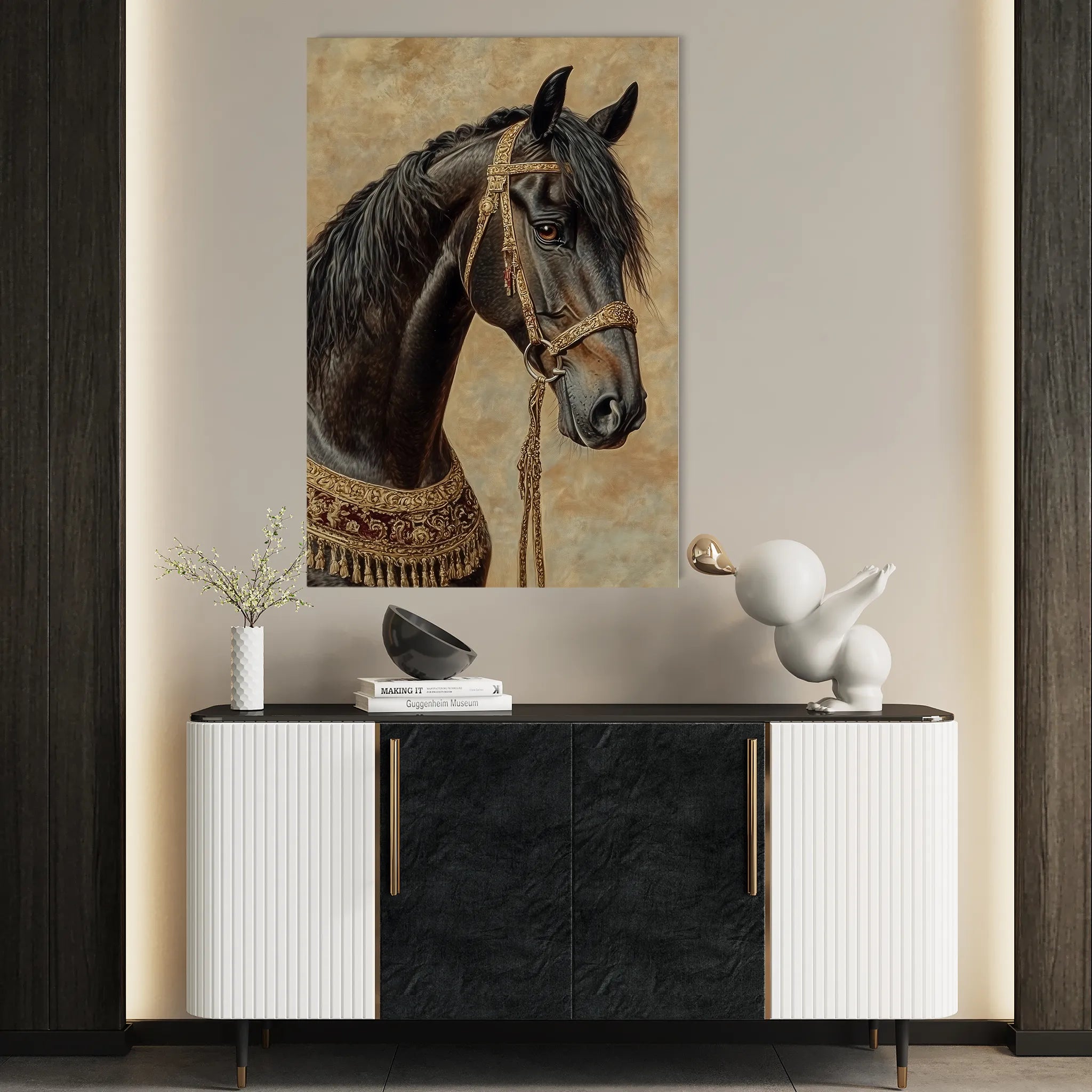 Horses 136 Canvas Art 18" x 24" / 45 x 60 cm / Black