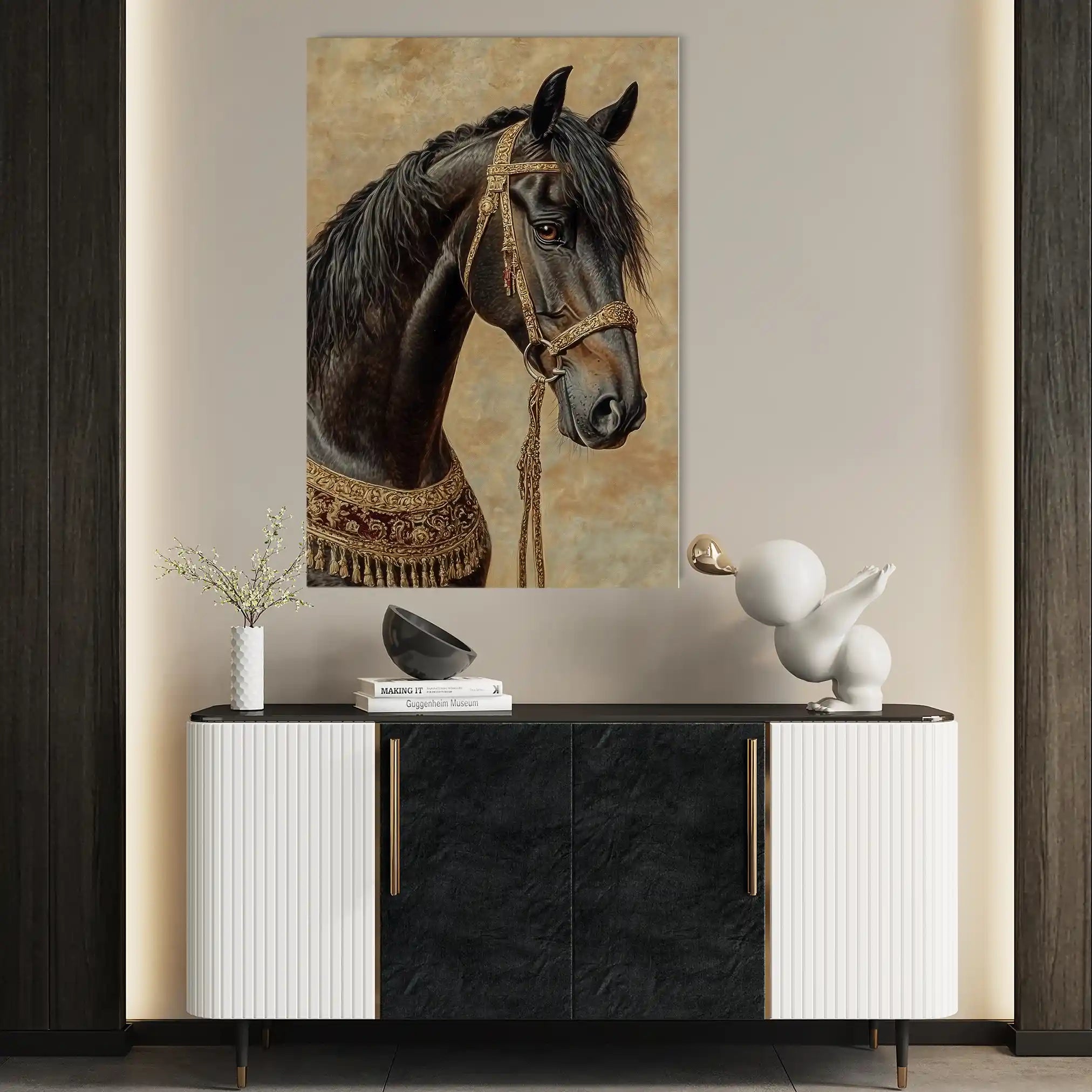 Horses 136 Canvas Art 60 x 40 cm / Black