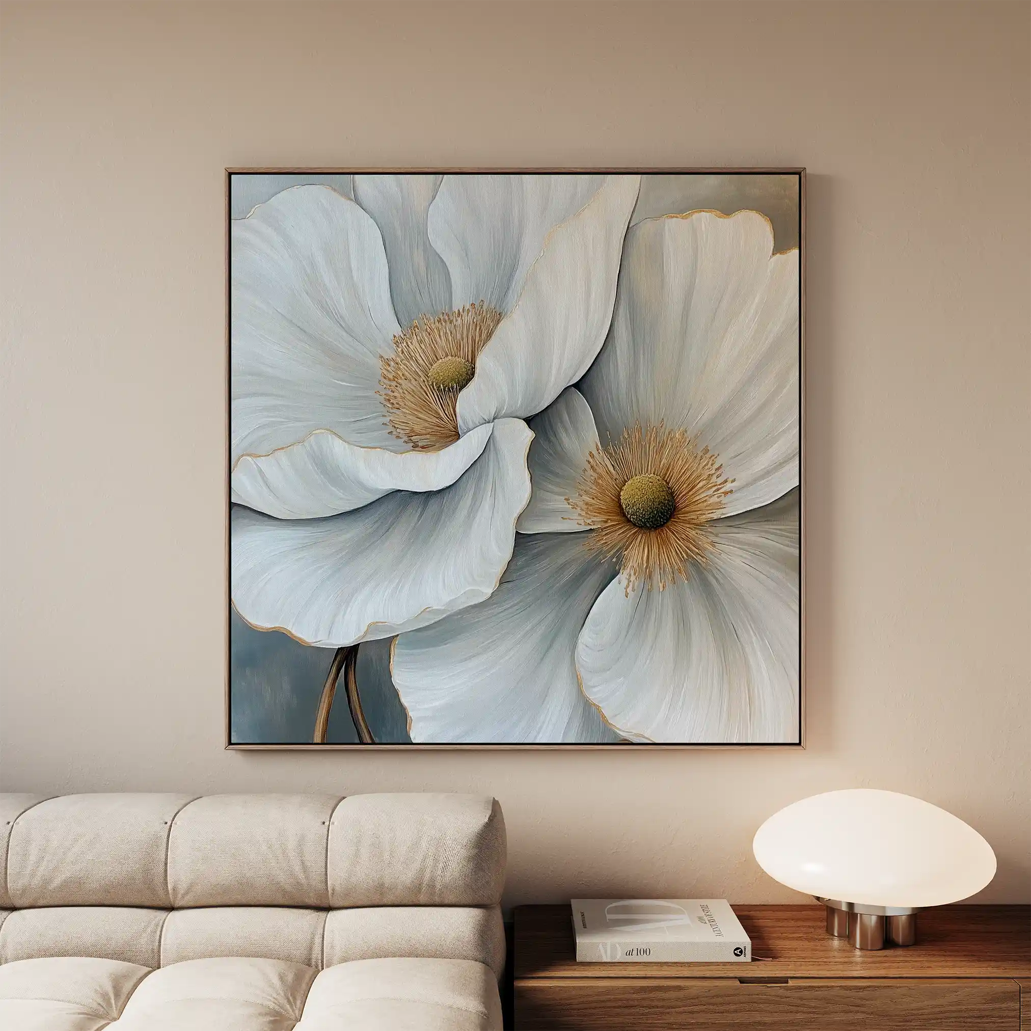Floral 1360 Canvas Art 16" x 16" / 40 x 40 cm / Black