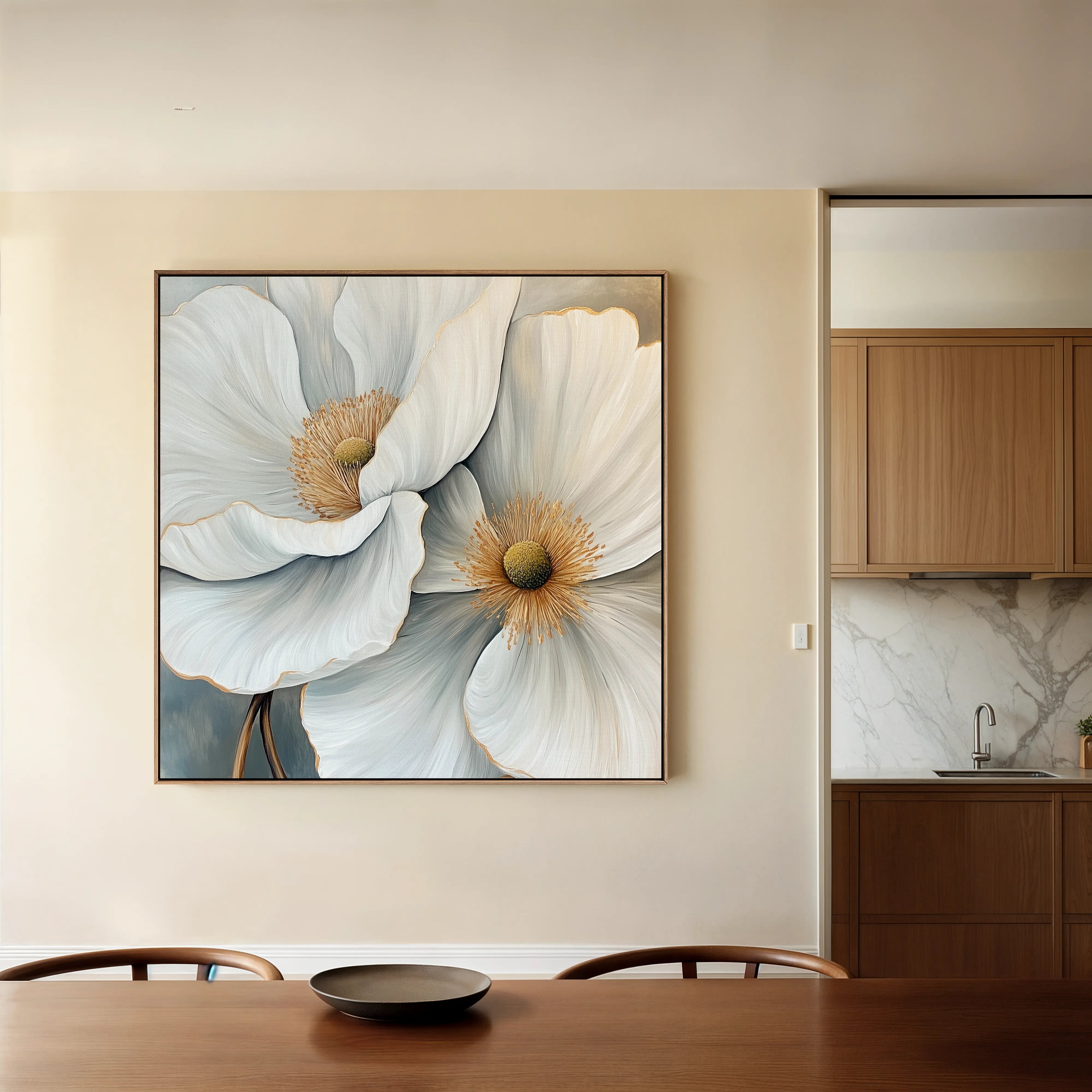Floral 1360 Canvas Art 16" x 16" / 40 x 40 cm / Black