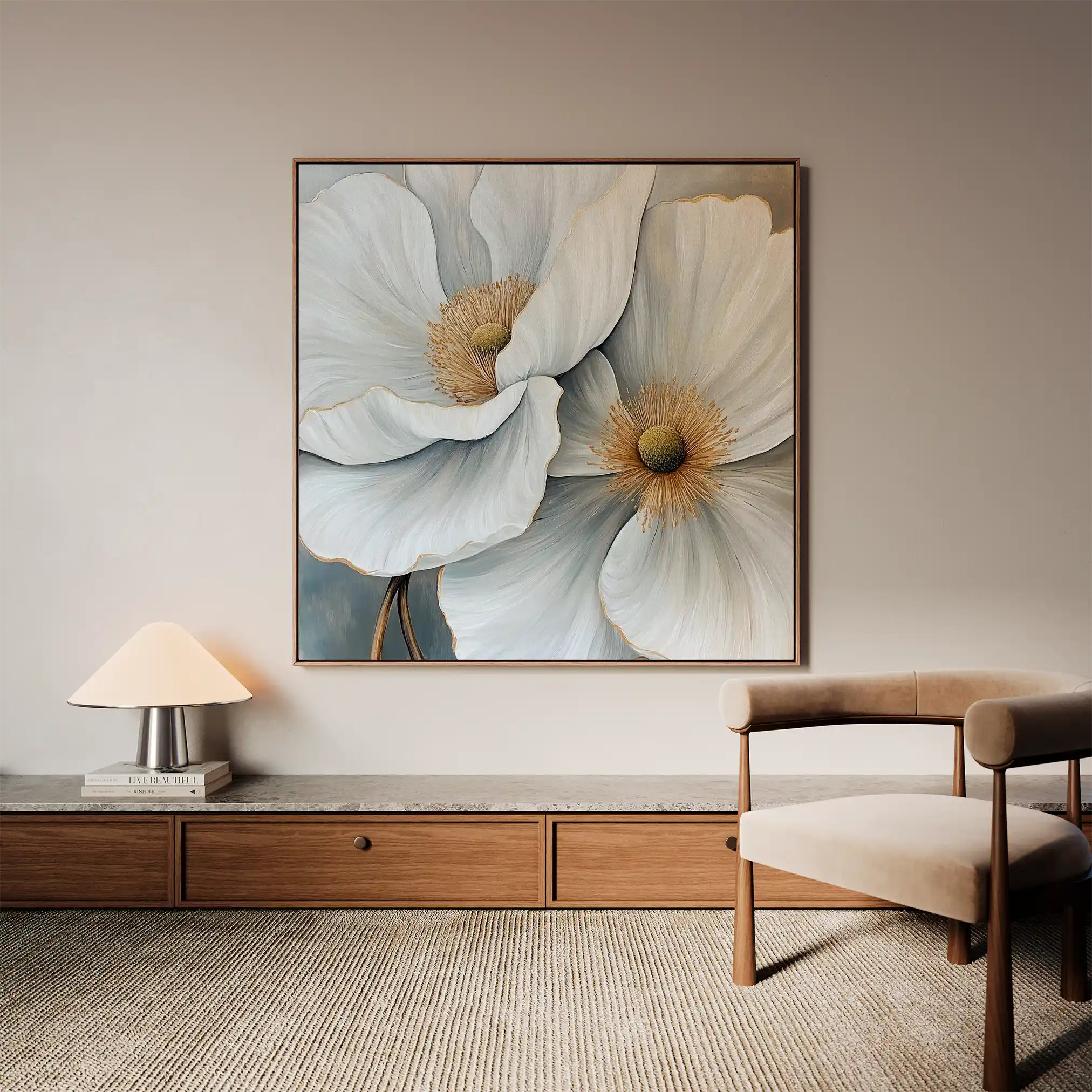 Floral 1360 Canvas Art 16" x 16" / 40 x 40 cm / Black