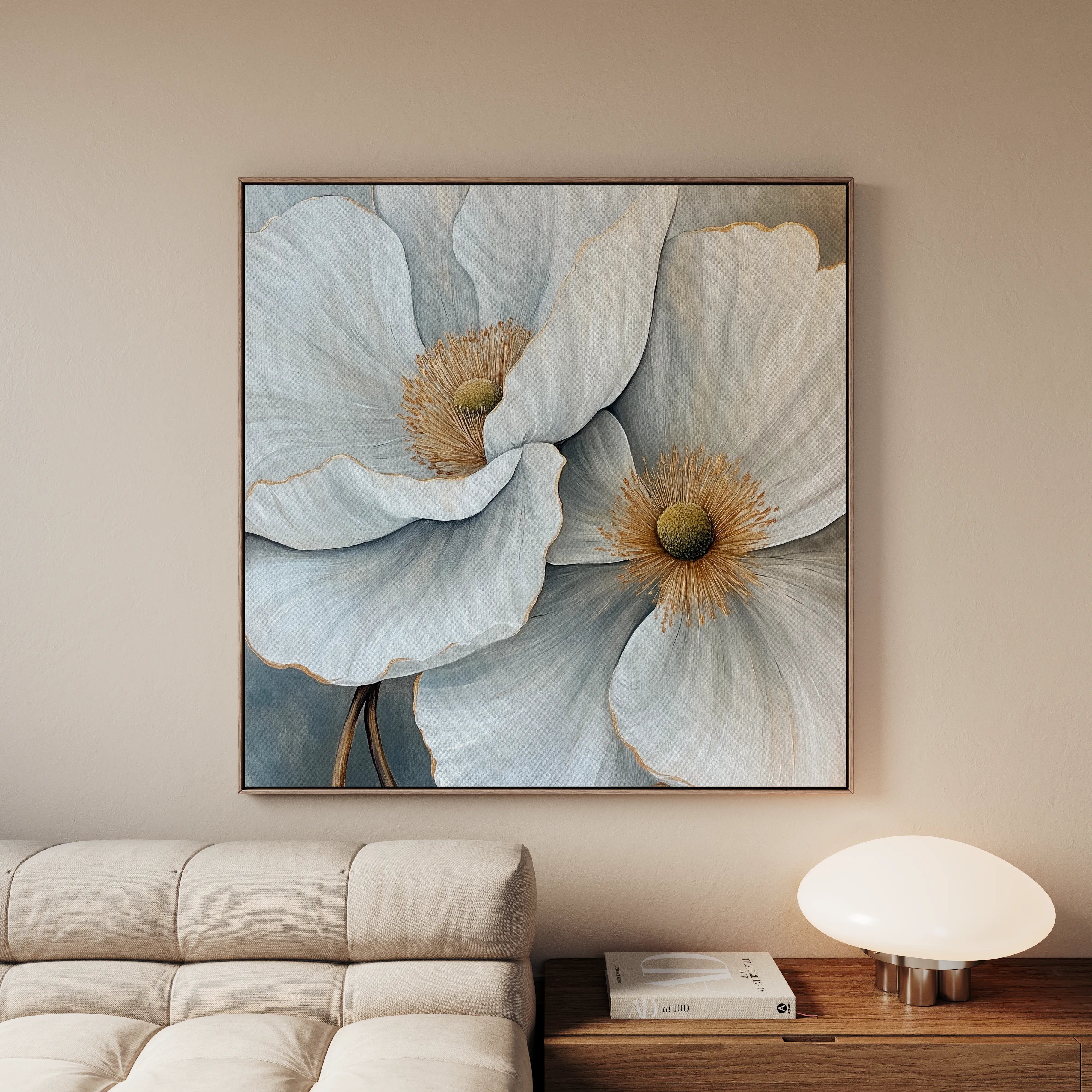 Floral 1360 Canvas Art 16" x 16" / 40 x 40 cm / Black