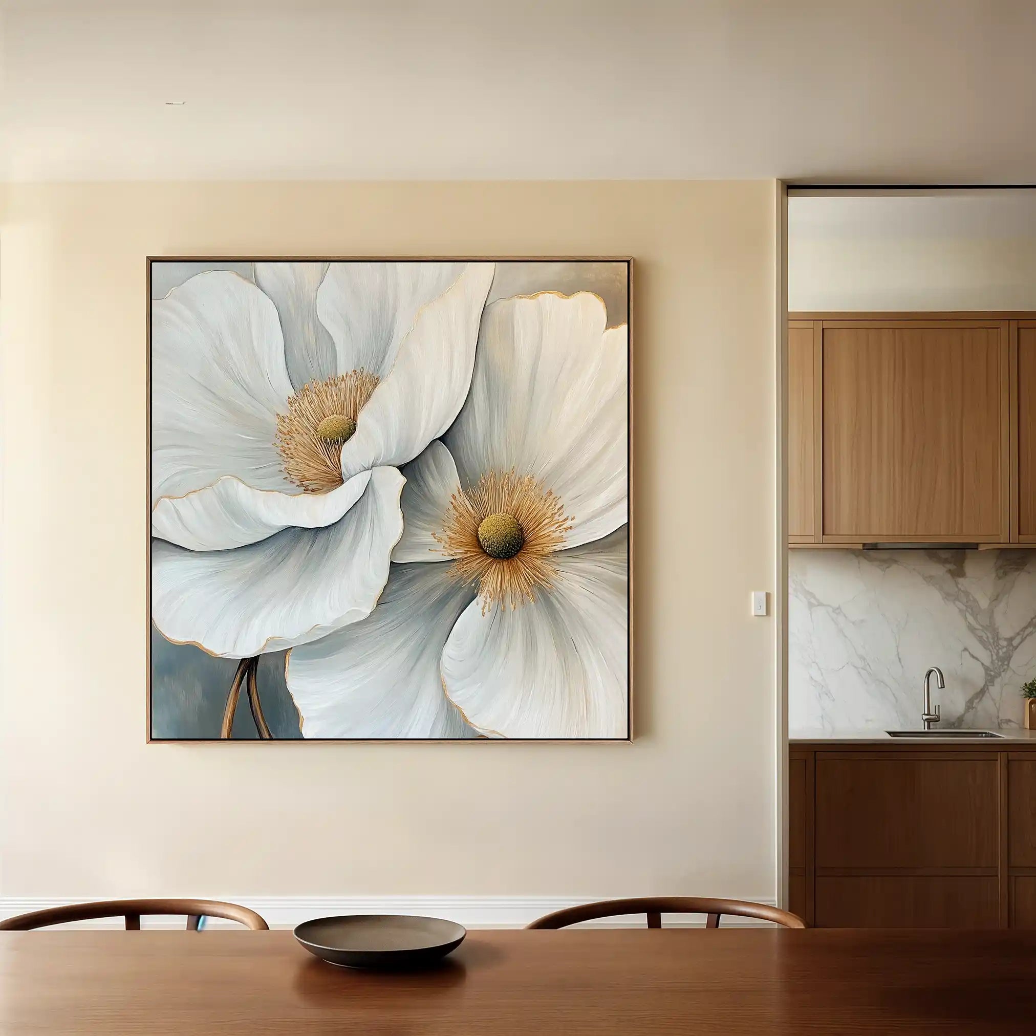 Floral 1360 Canvas Art 16" x 16" / 40 x 40 cm / Black