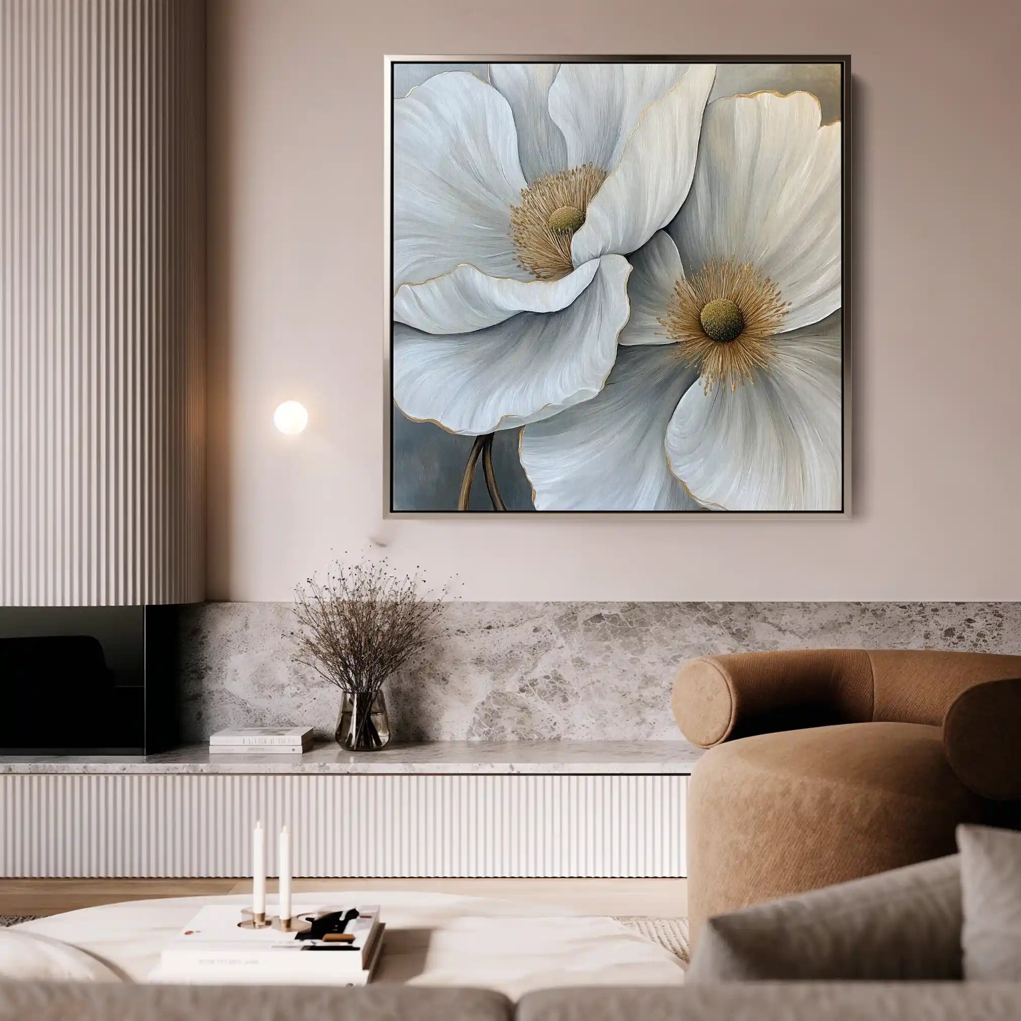 Floral 1360 Canvas Art 16" x 16" / 40 x 40 cm / Black