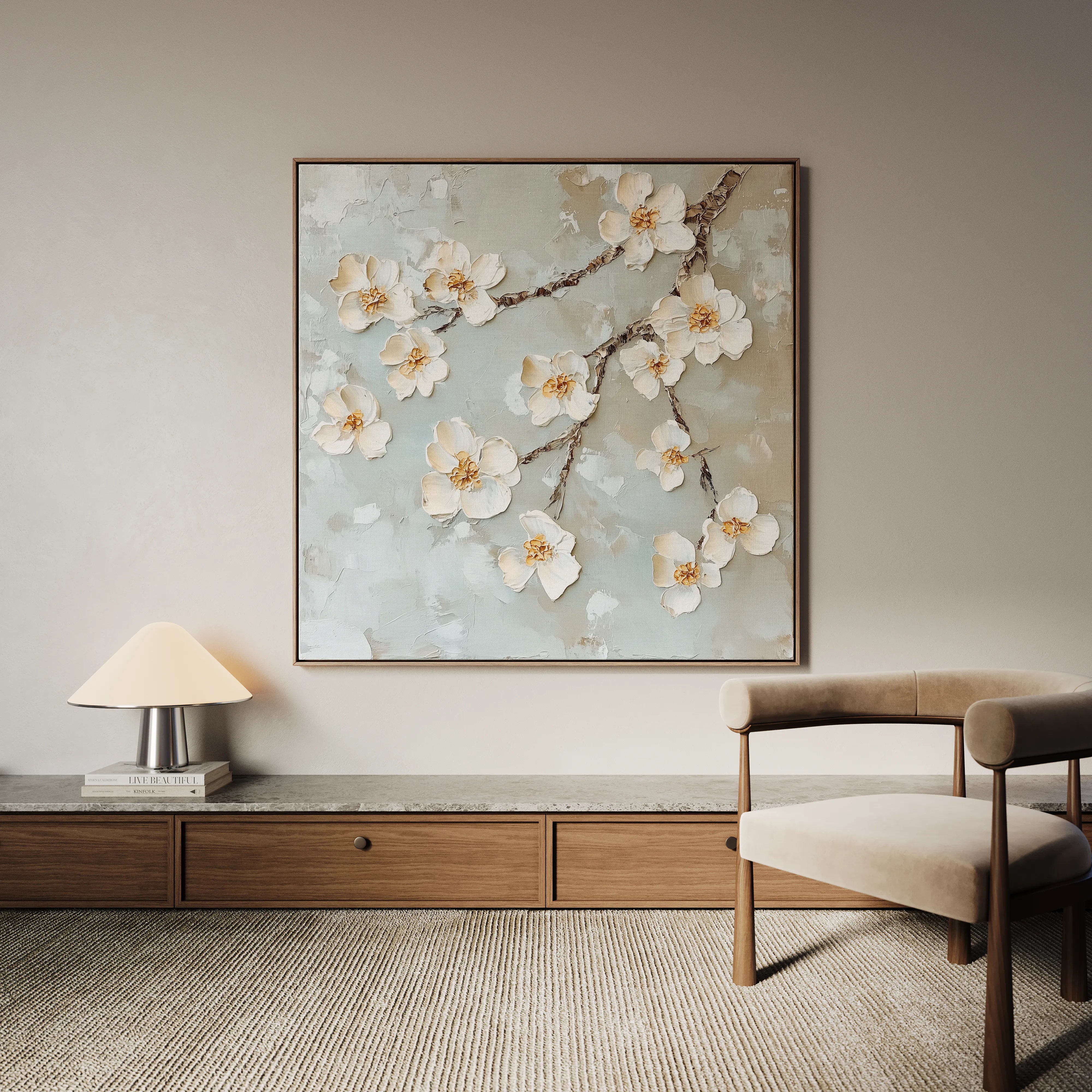 Floral 1361 Canvas Art 16" x 16" / 40 x 40 cm / Black