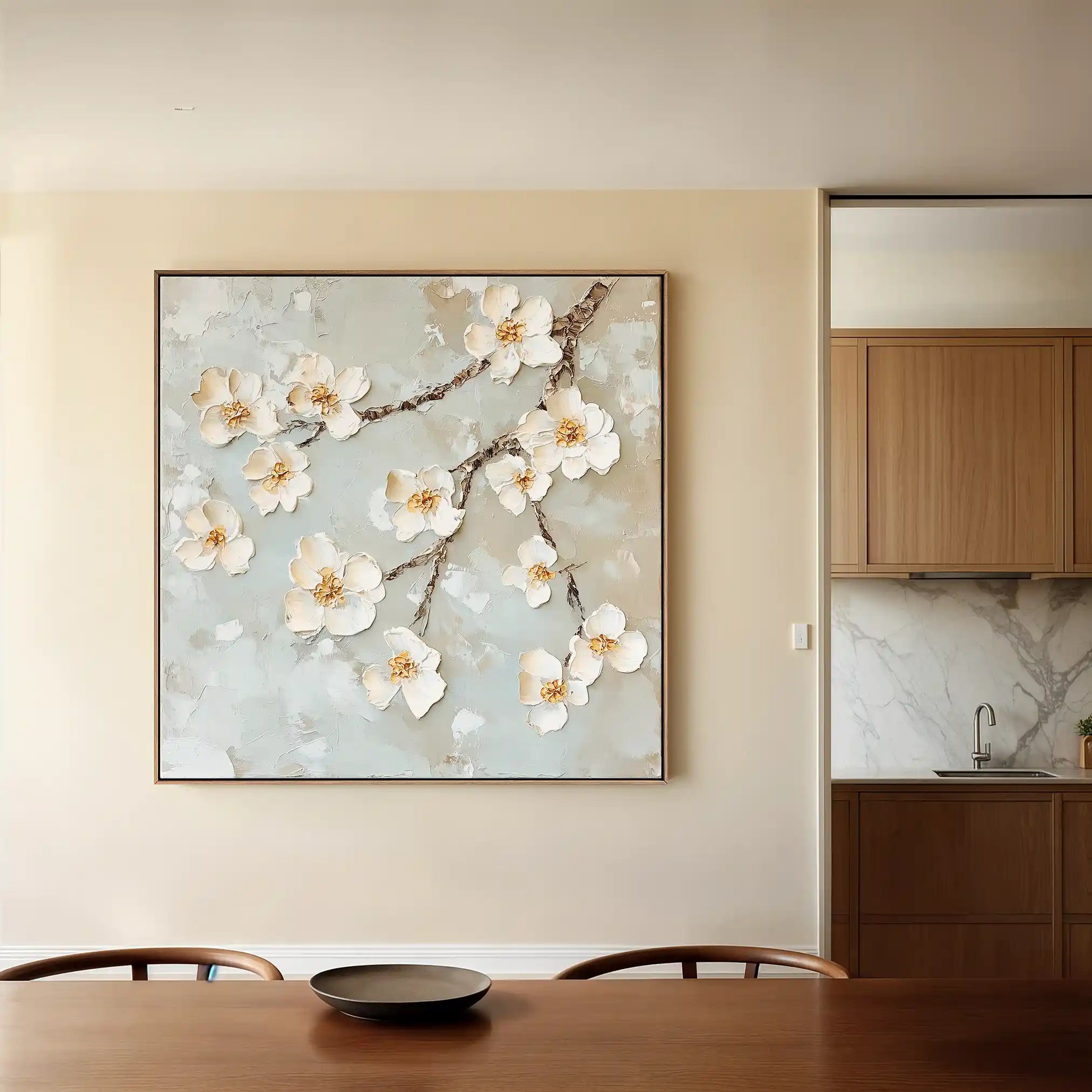 Floral 1361 Canvas Art 16" x 16" / 40 x 40 cm / Black