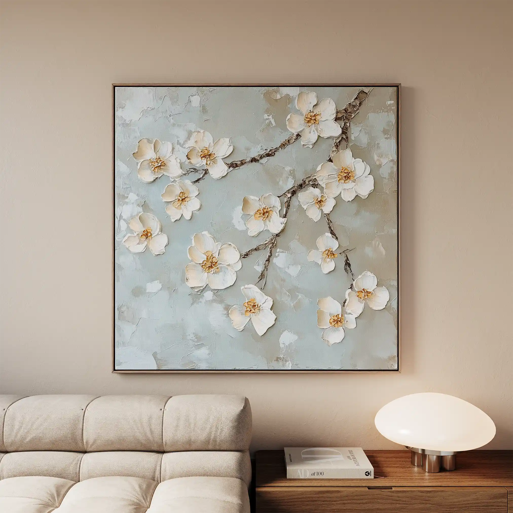 Floral 1361 Canvas Art 16" x 16" / 40 x 40 cm / Black