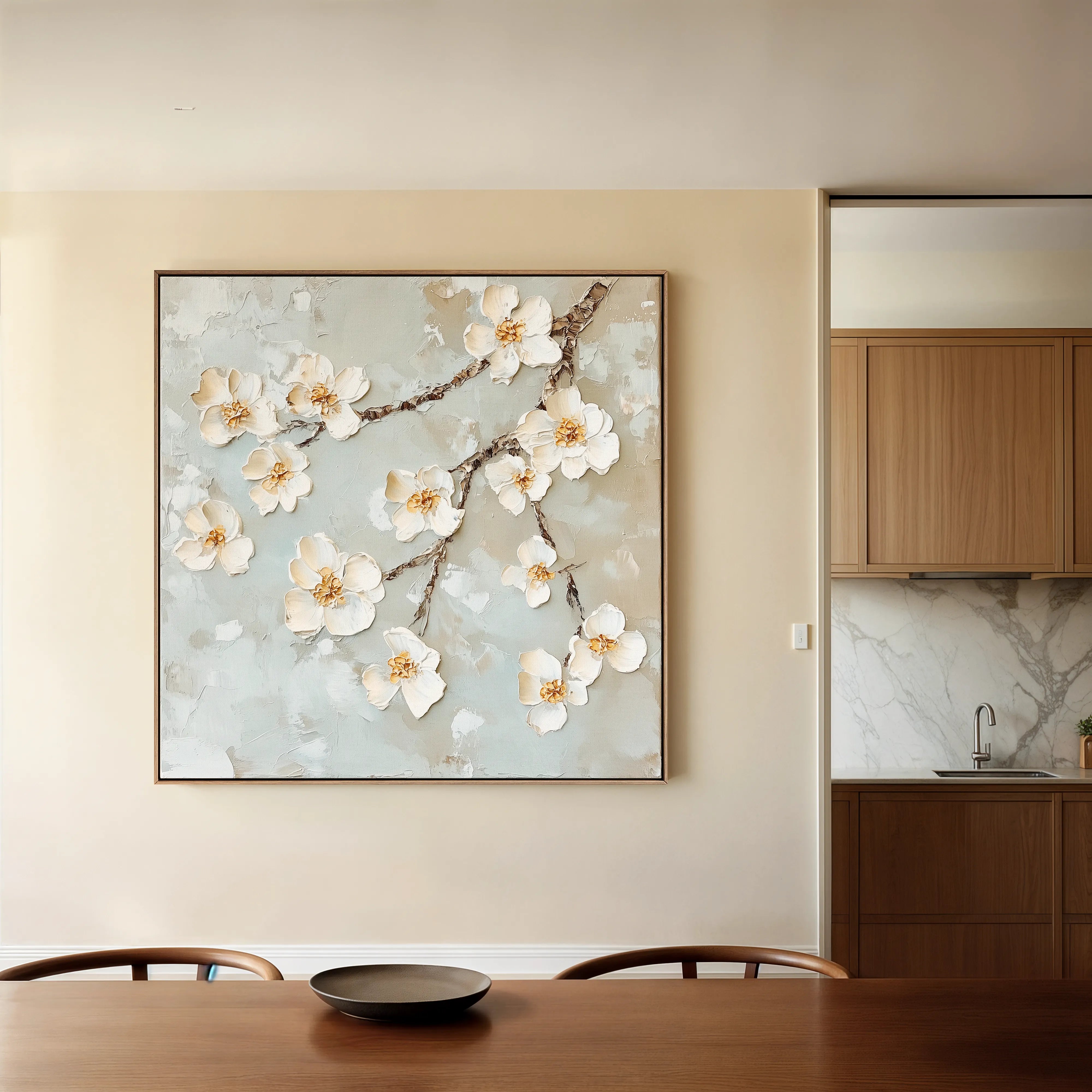 Floral 1361 Canvas Art 16" x 16" / 40 x 40 cm / Black