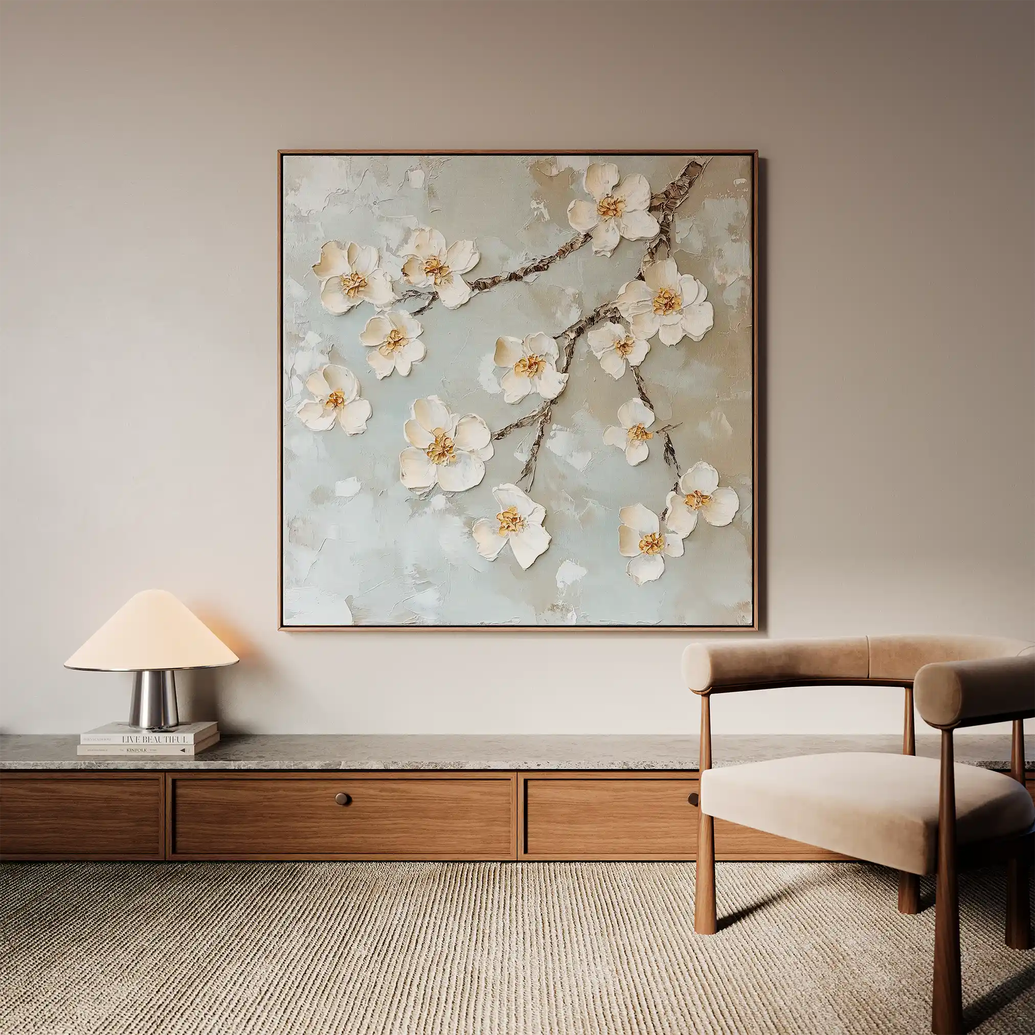 Floral 1361 Canvas Art 16" x 16" / 40 x 40 cm / Black