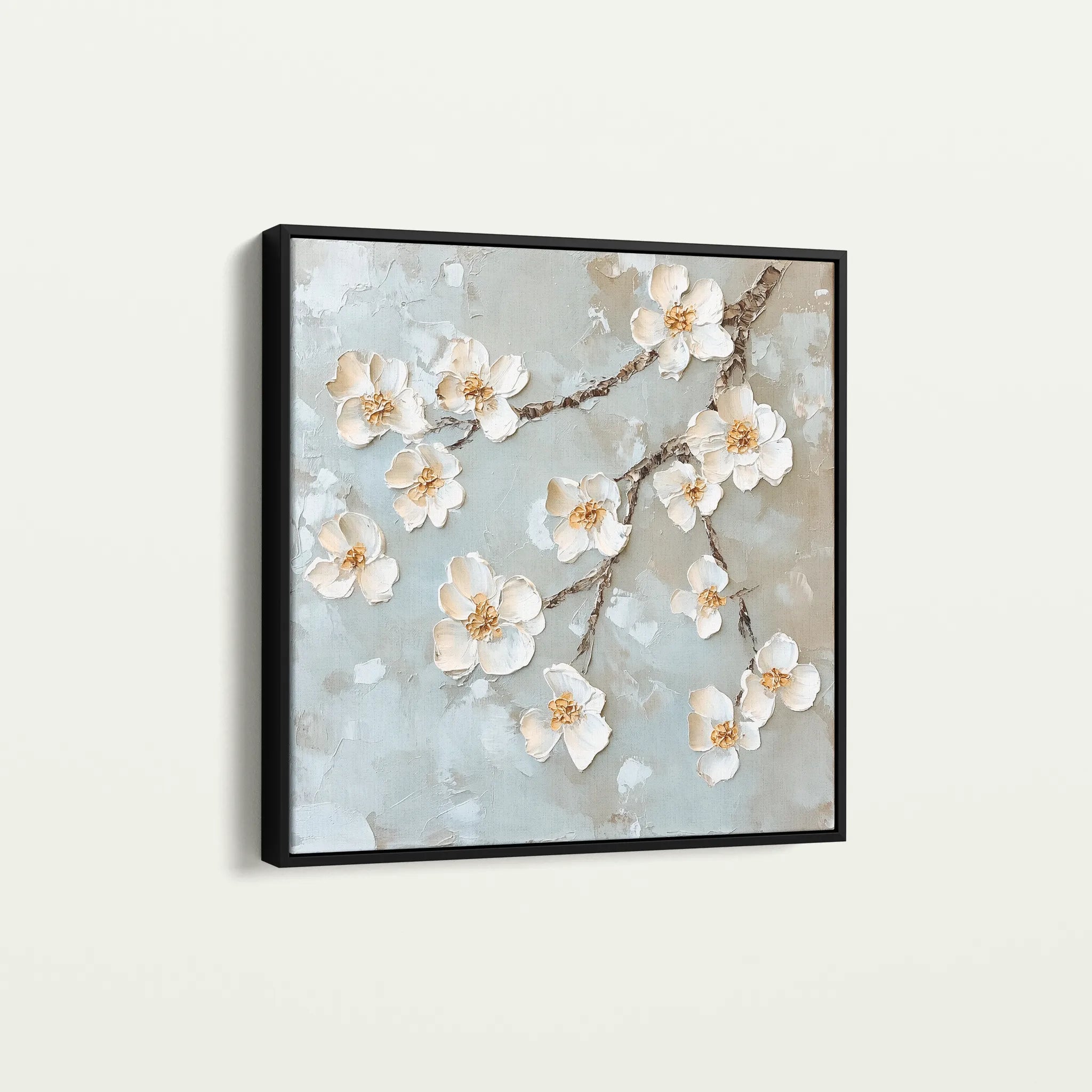Floral 1361 Canvas Art 16" x 16" / 40 x 40 cm / Black