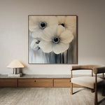 Floral 1362 Canvas Art 16" x 16" / 40 x 40 cm / Black