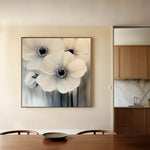 Floral 1362 Canvas Art 16" x 16" / 40 x 40 cm / Black