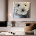Floral 1362 Canvas Art 16" x 16" / 40 x 40 cm / Black