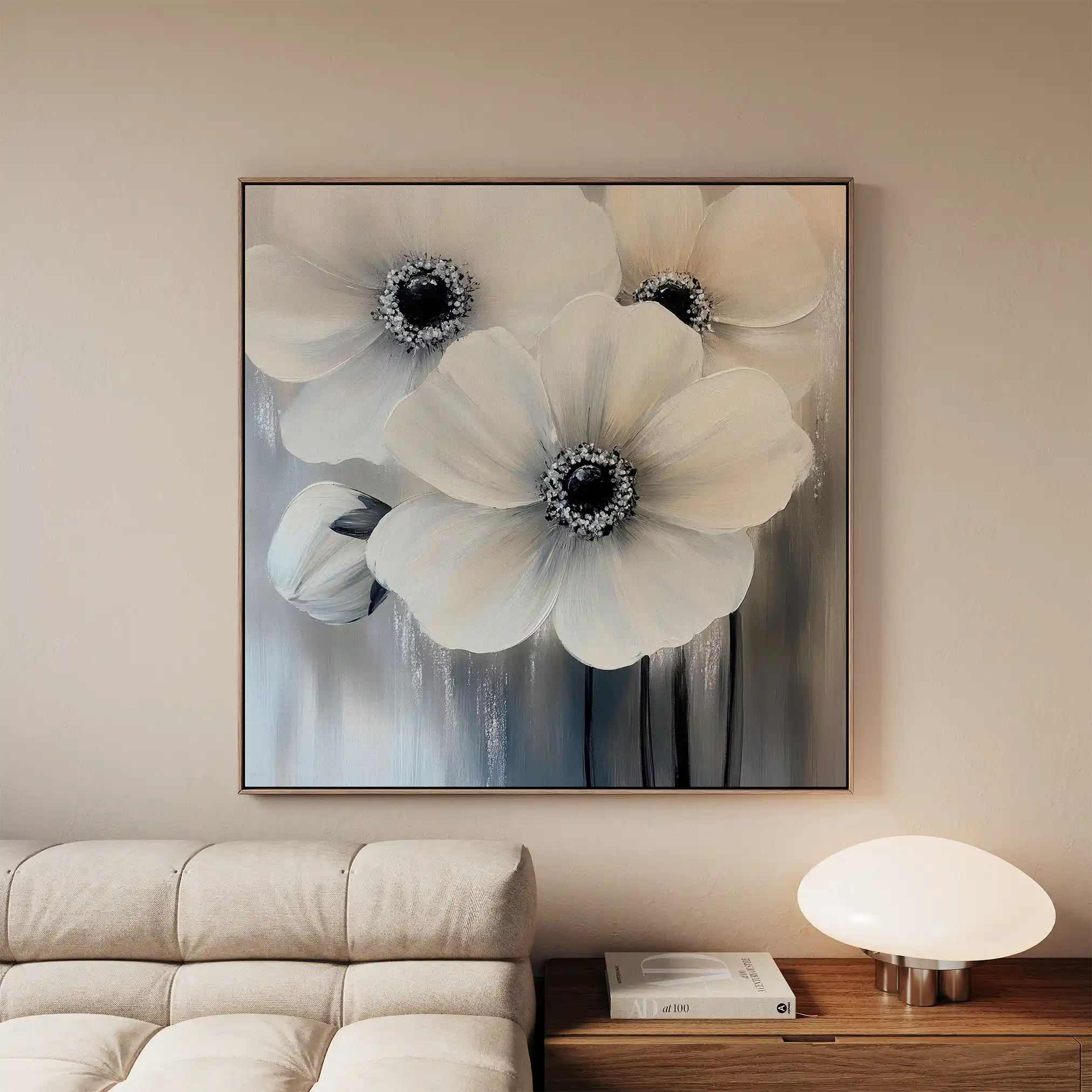 Floral 1362 Canvas Art 60 x 60 cm / Black