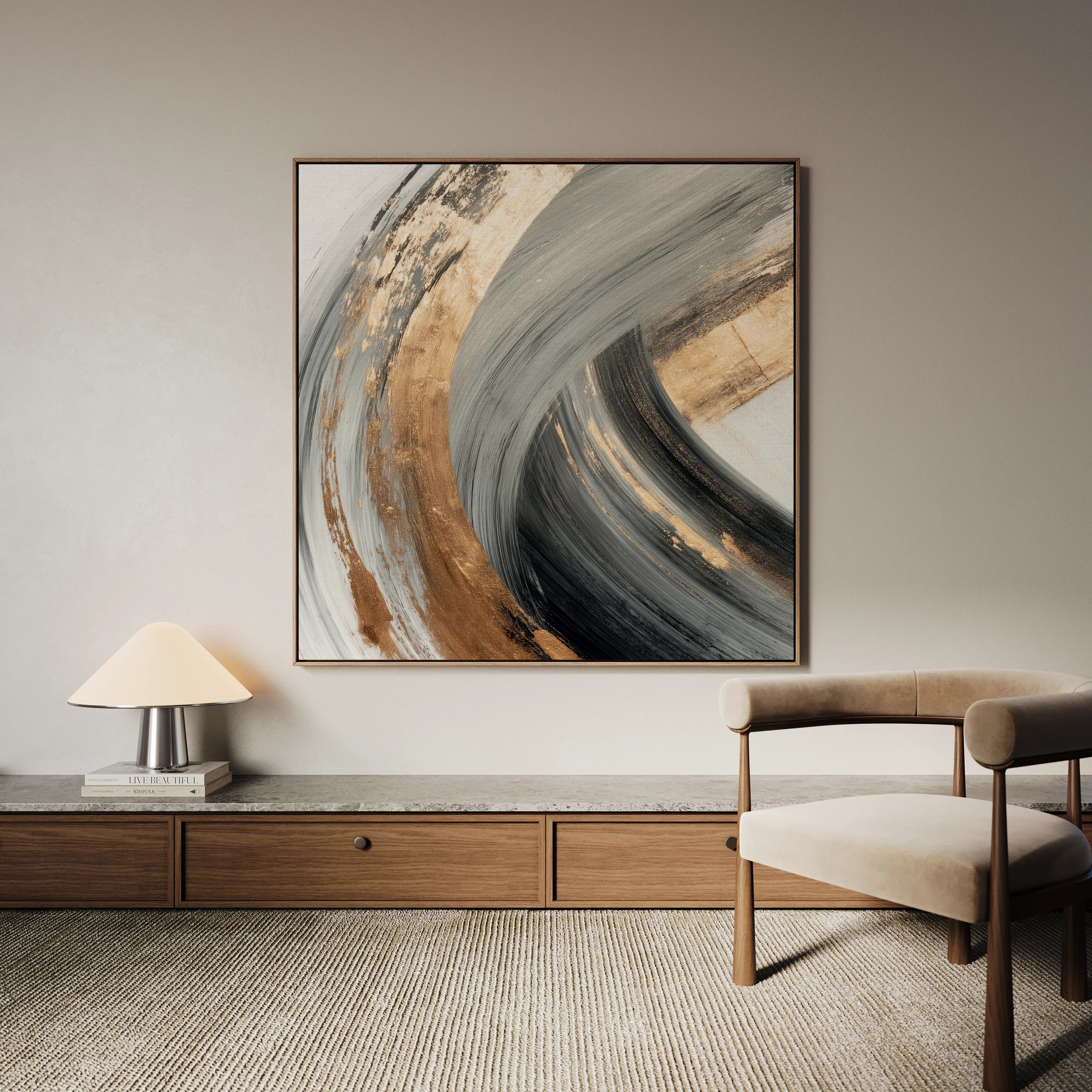Abstract 1363 Canvas Art 16" x 16" / 40 x 40 cm / Black