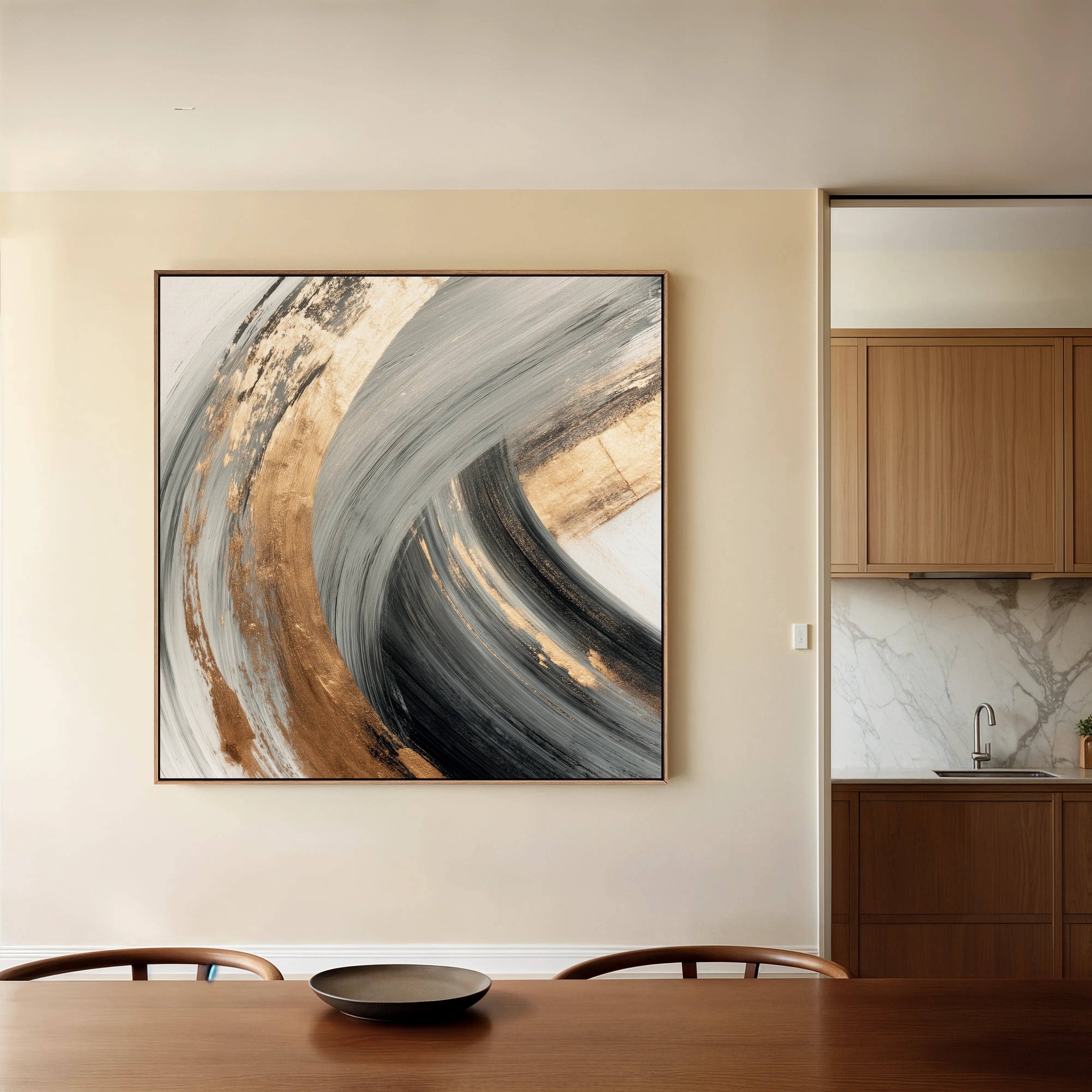 Abstract 1363 Canvas Art 16" x 16" / 40 x 40 cm / Black